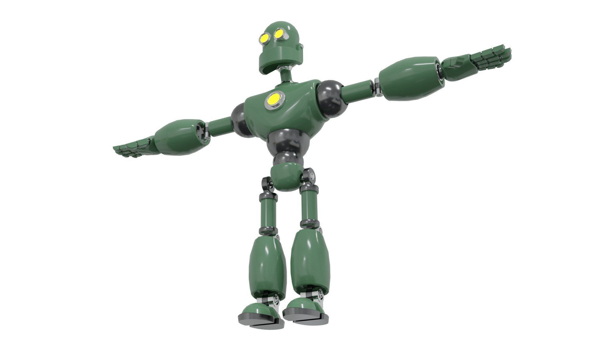 Low Poly Robot Rigged and Animated  Low-poly 3D model_6