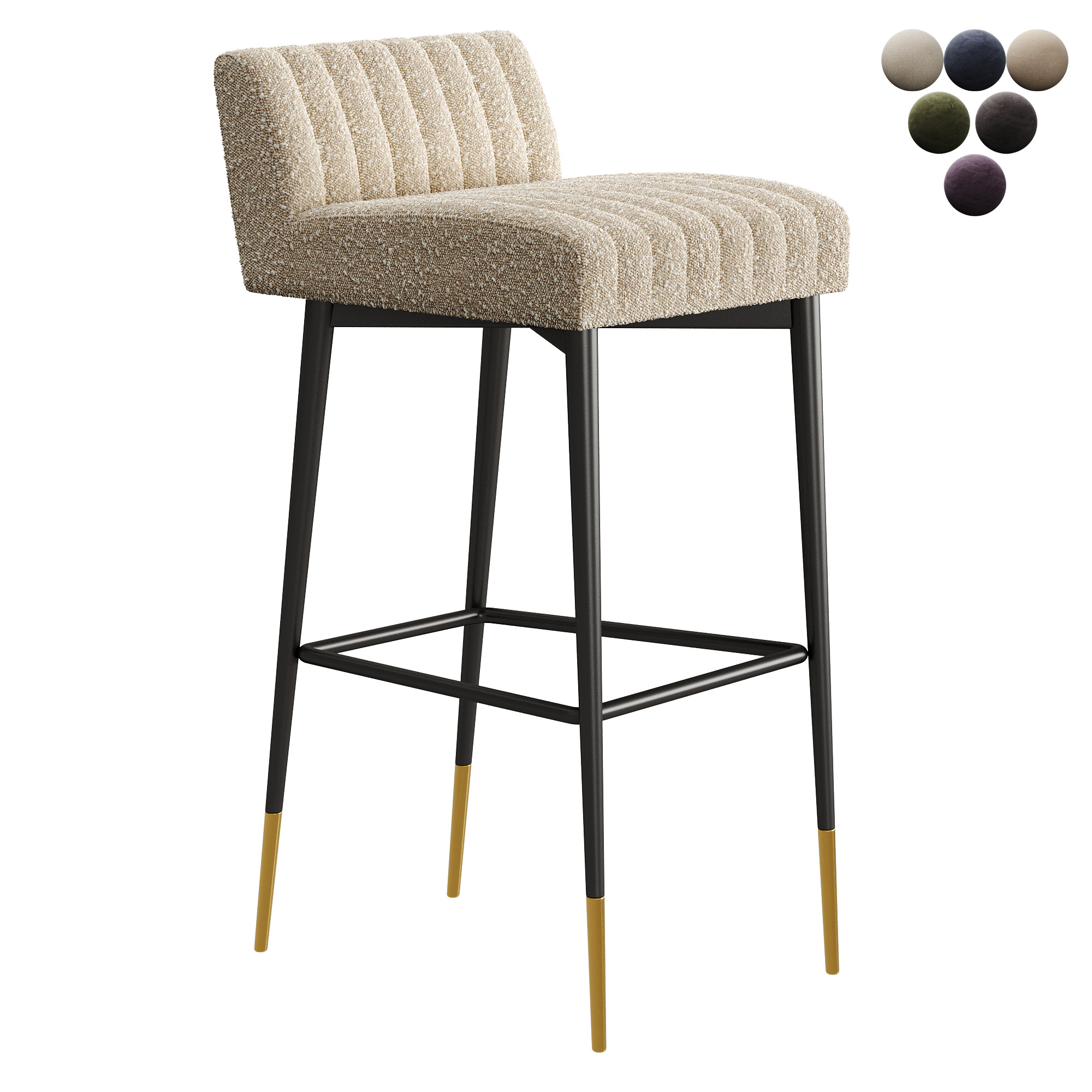 Liang  Eimil Coltrane Bar Stool with Boucle Sand Fabric 3D model_2
