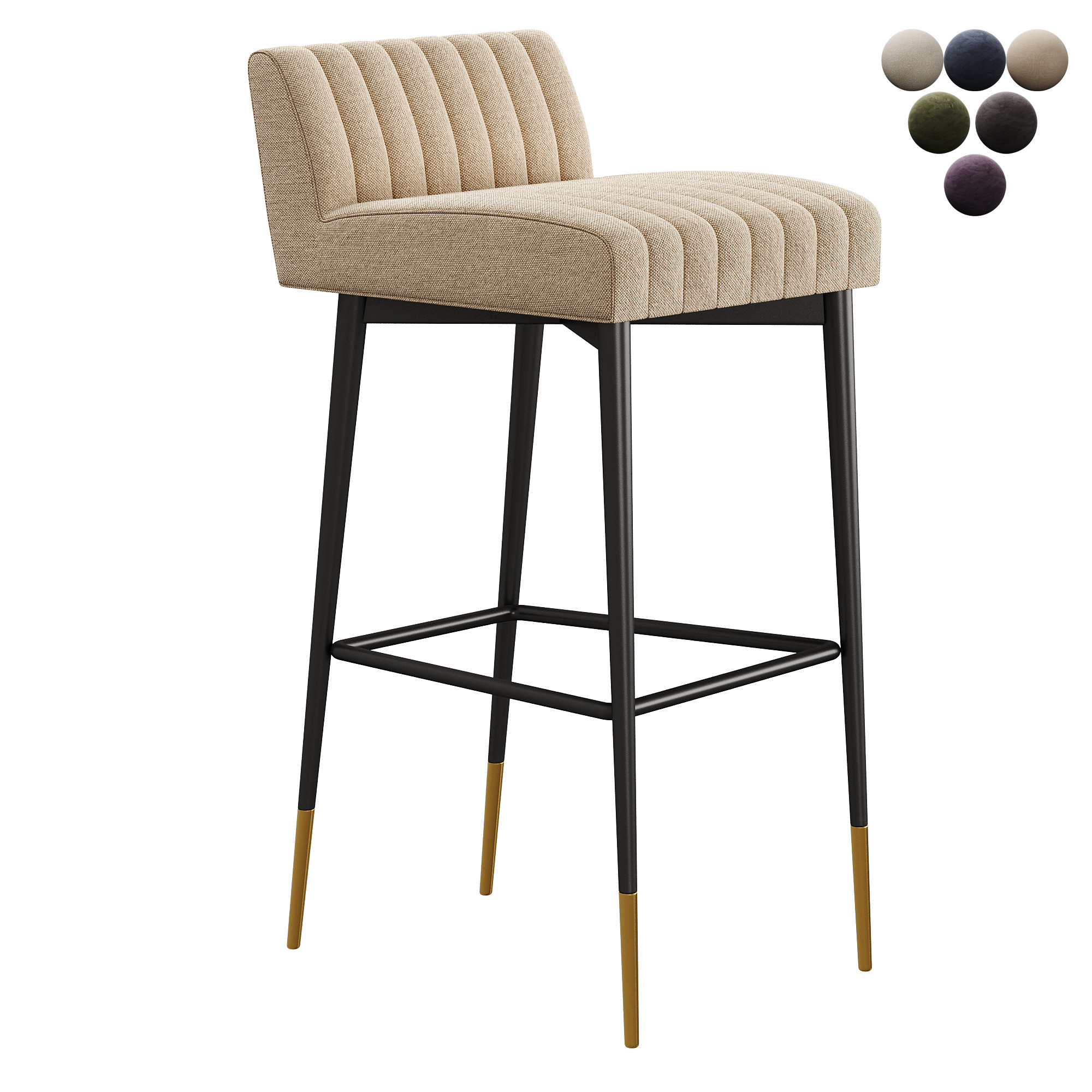 Liang  Eimil Coltrane Bar Stool with Boucle Sand Fabric 3D model_3