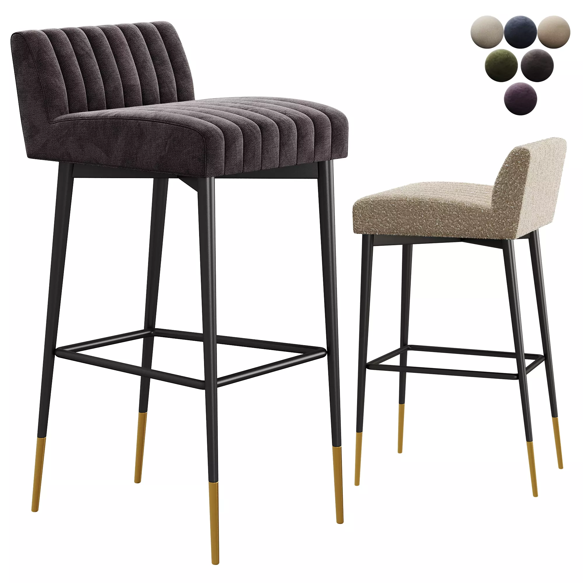 Liang  Eimil Coltrane Bar Stool with Boucle Sand Fabric 3D model_0