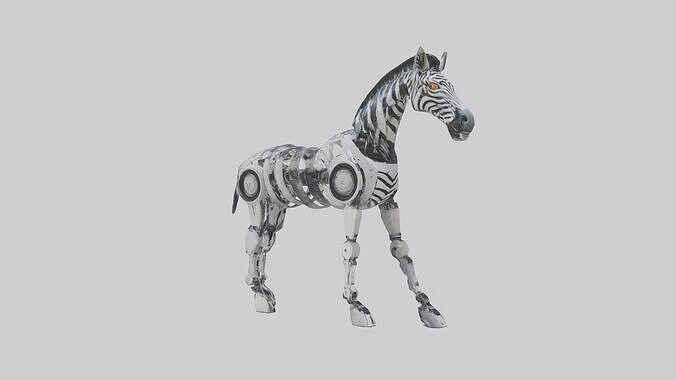 Robot version of a zebra model Low-poly 3D model