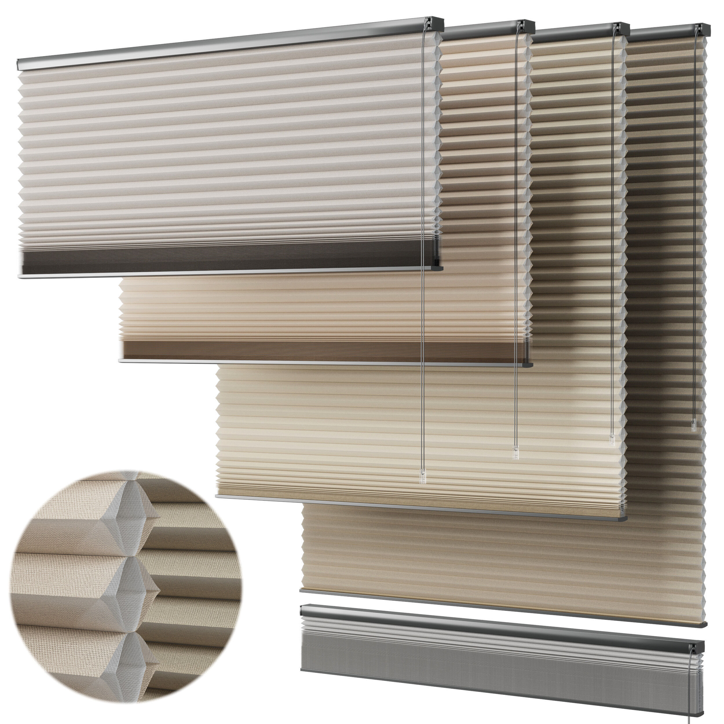 plated blind curtains set 001 Low-poly 3D model_9