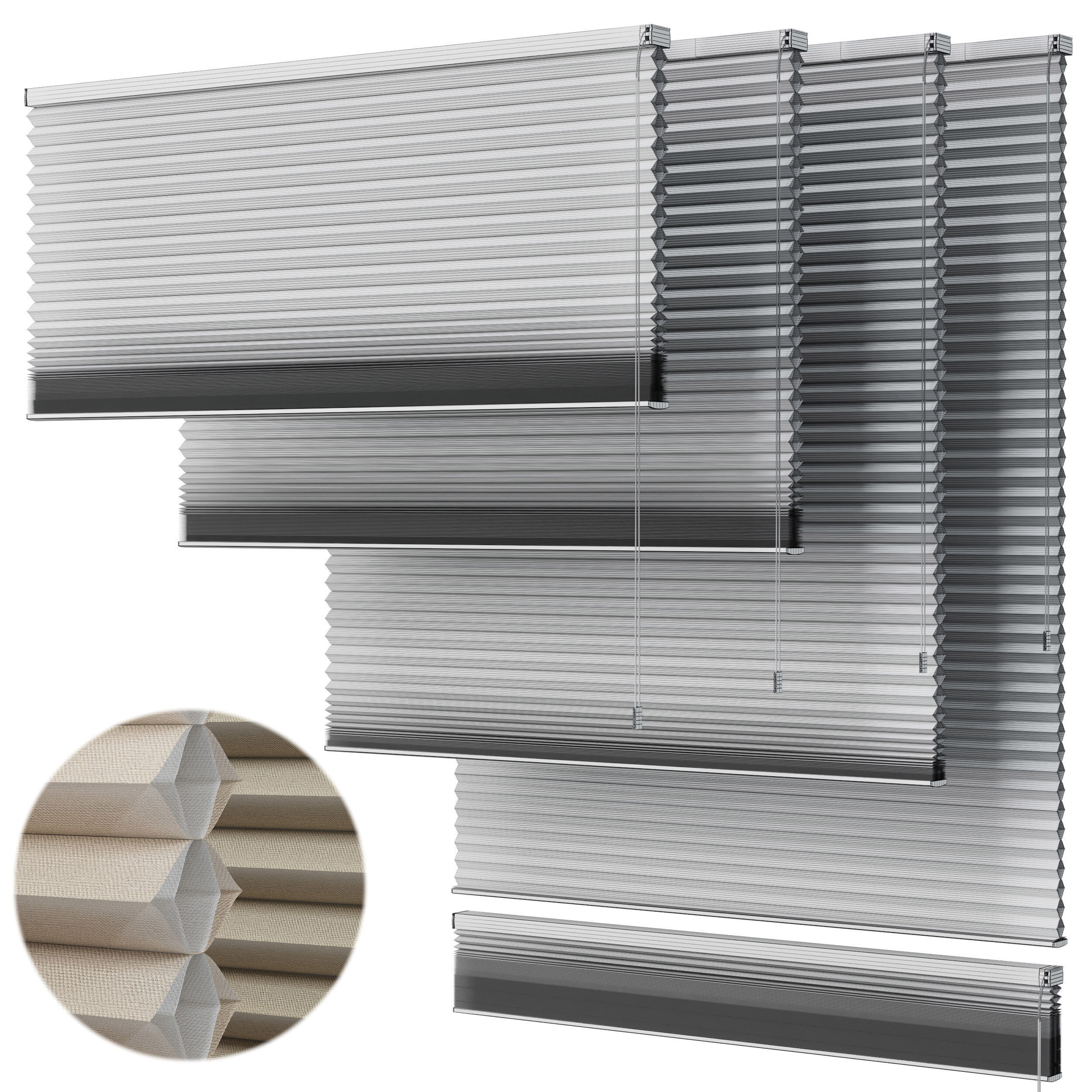 plated blind curtains set 001 Low-poly 3D model_3