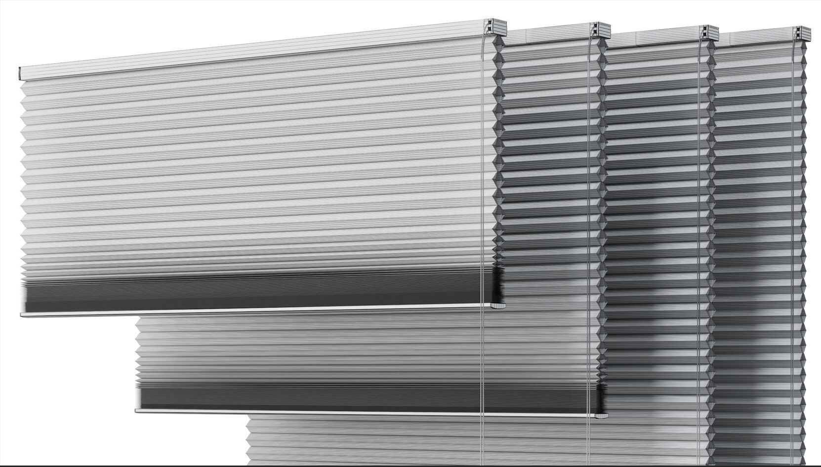 plated blind curtains set 001 Low-poly 3D model_7