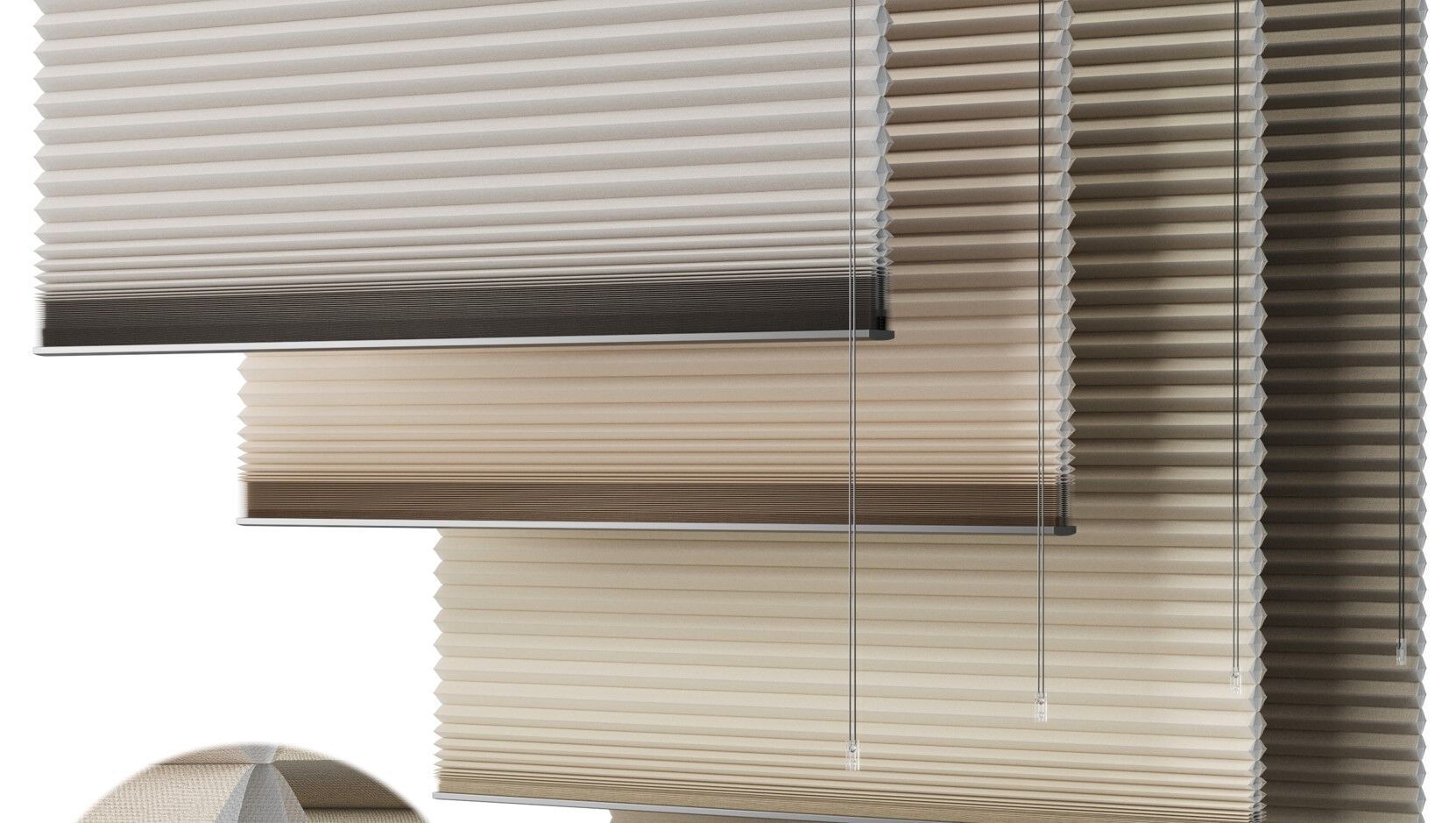 plated blind curtains set 001 Low-poly 3D model_5