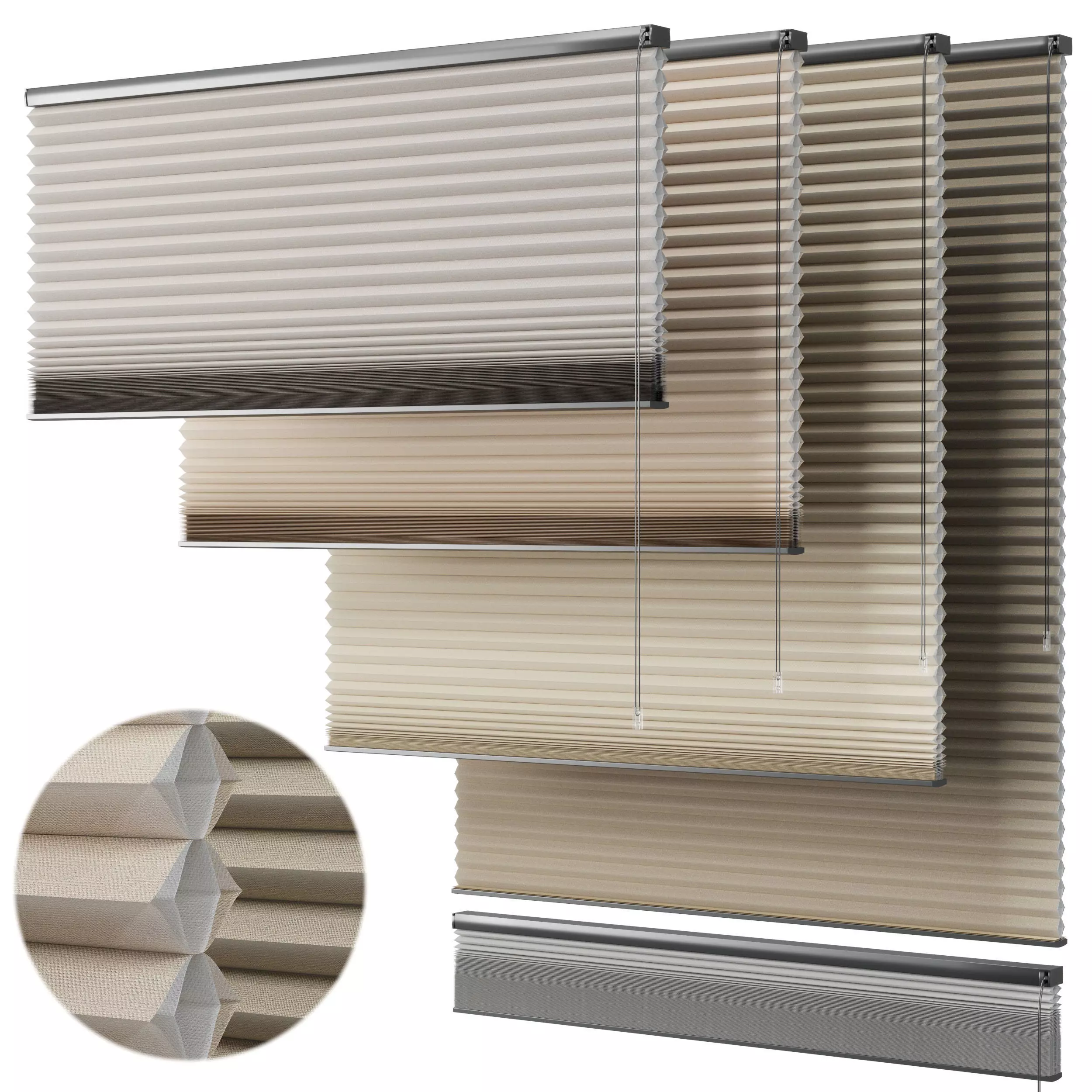 plated blind curtains set 001 Low-poly 3D model_0