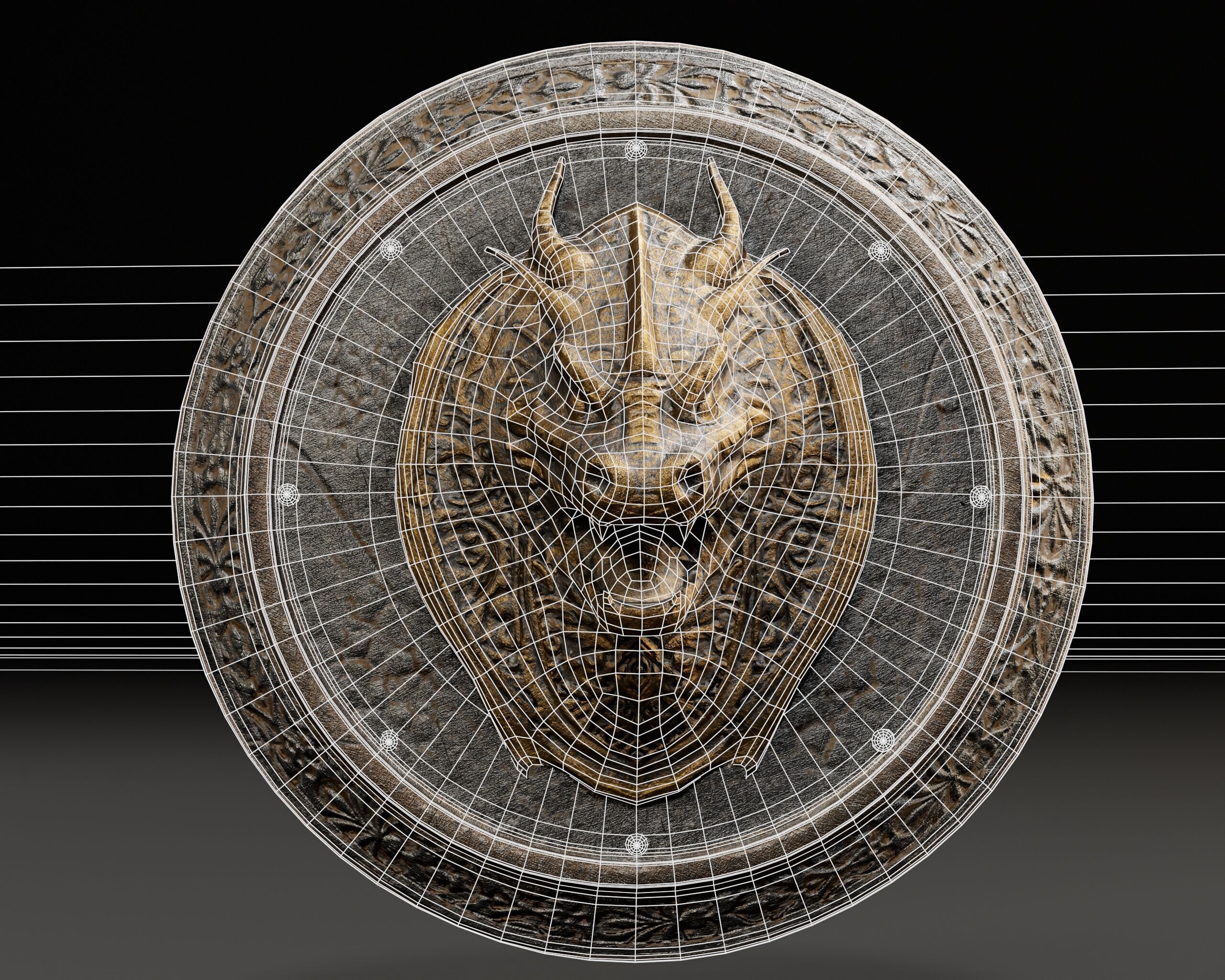Dragon Shield Low-poly 3D model_7