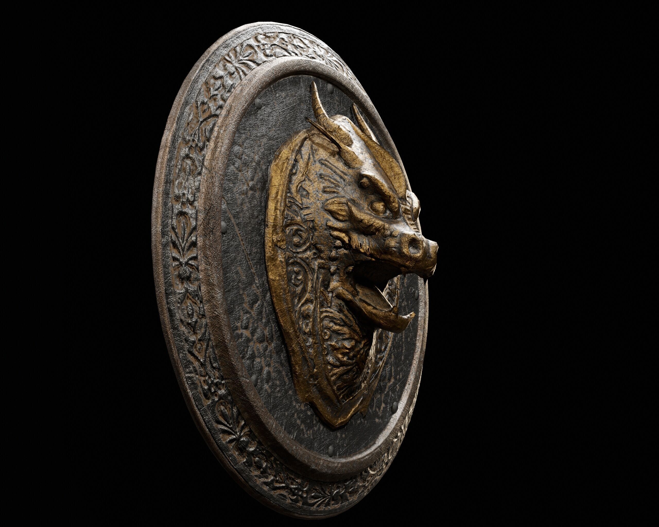 Dragon Shield Low-poly 3D model_4