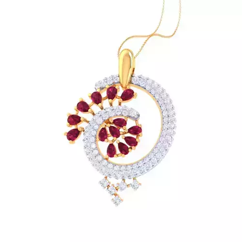 3D Printable Cad jewelry design of Lady diamond Pendant