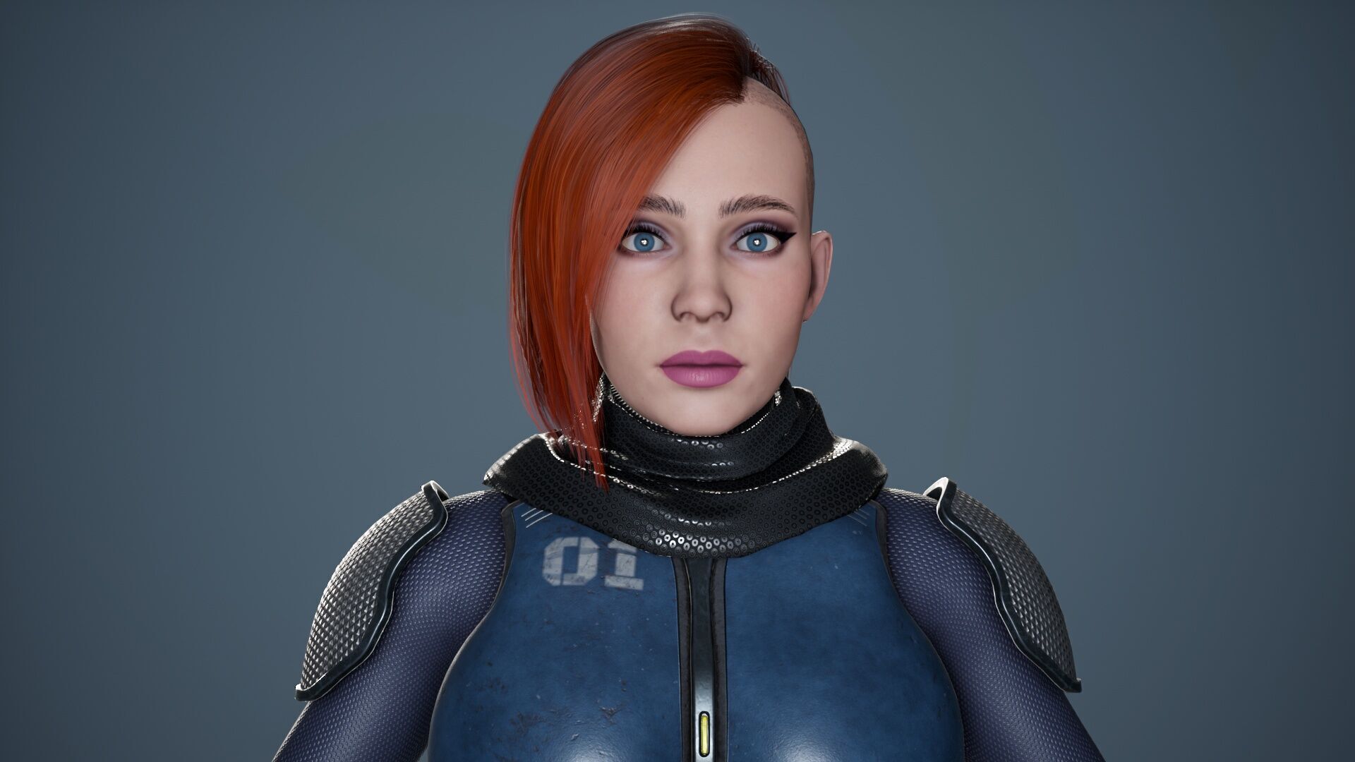 Sci-Fi Female Soldier Modular 01 Low-poly 3D model_5