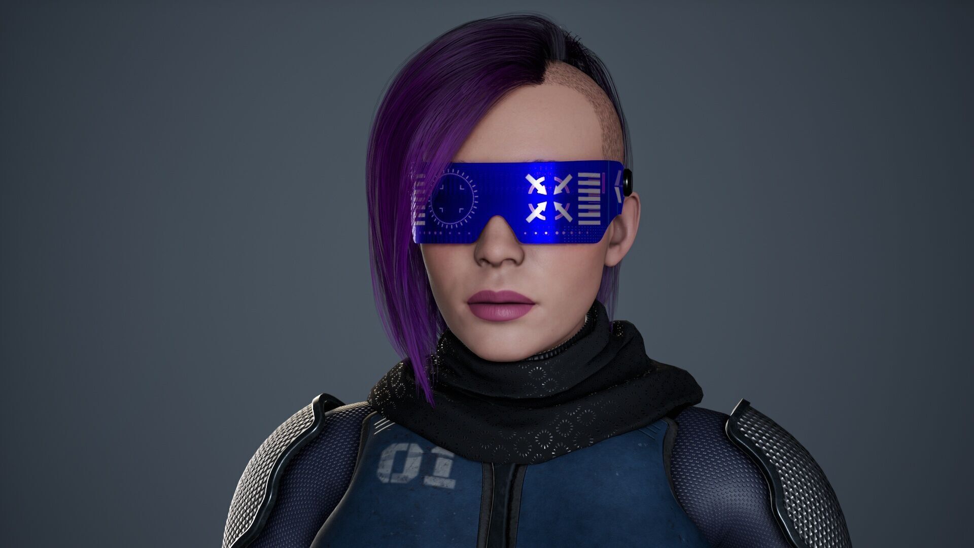 Sci-Fi Female Soldier Modular 01 Low-poly 3D model_27