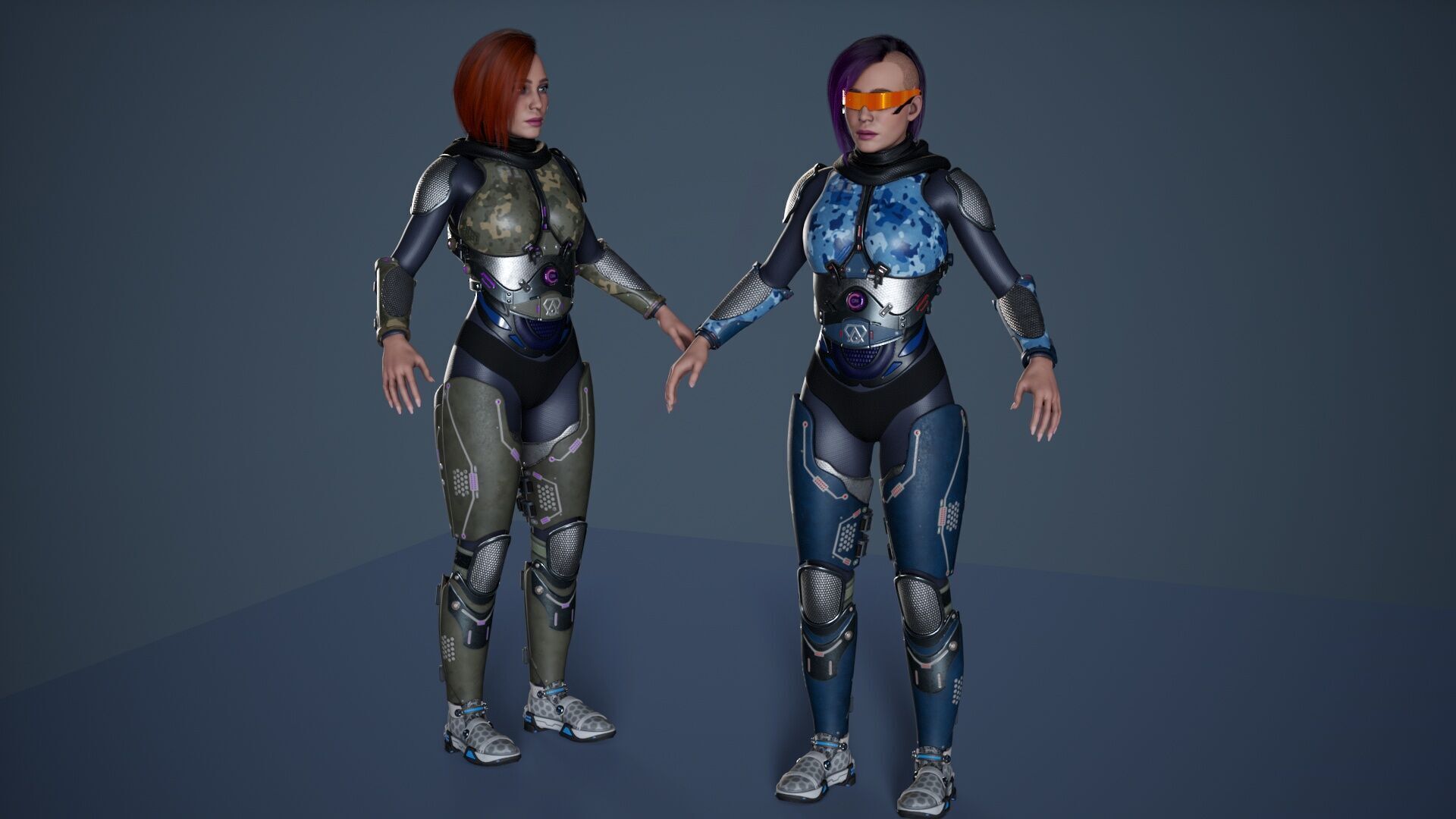 Sci-Fi Female Soldier Modular 01 Low-poly 3D model_23