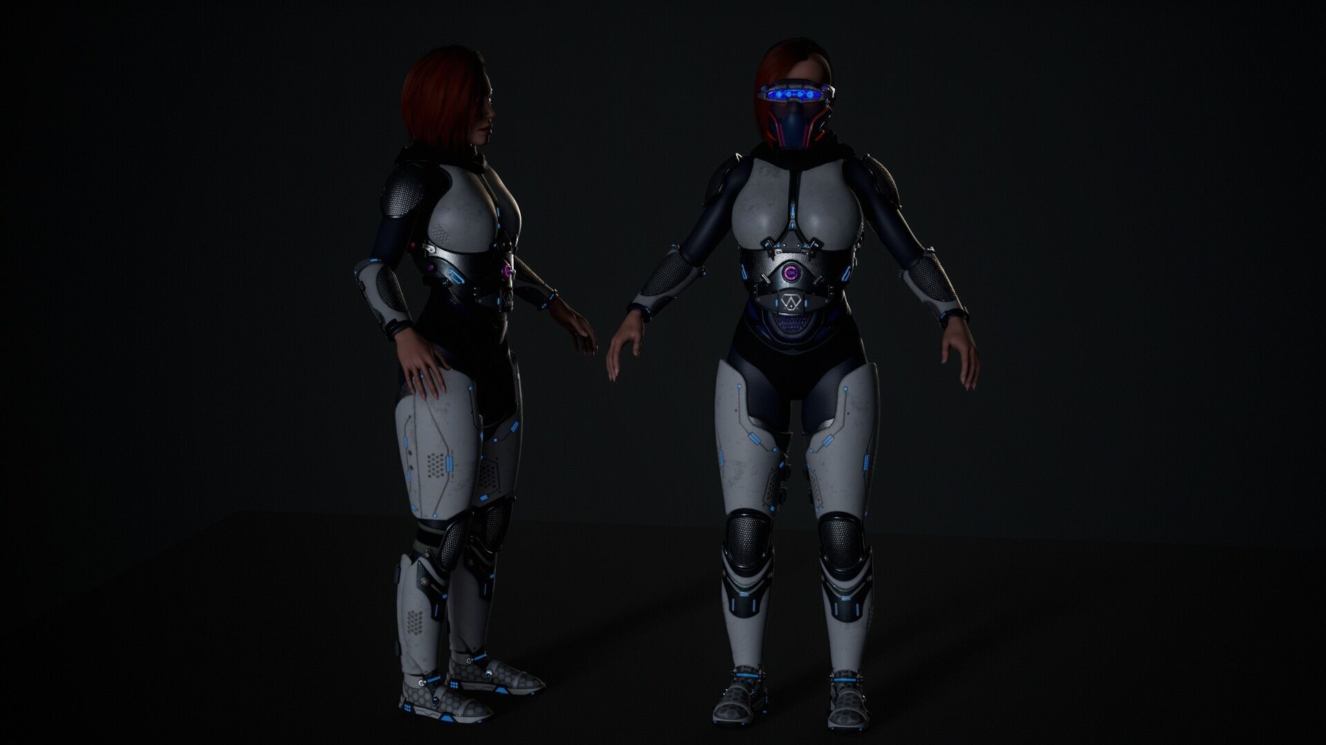 Sci-Fi Female Soldier Modular 01 Low-poly 3D model_25