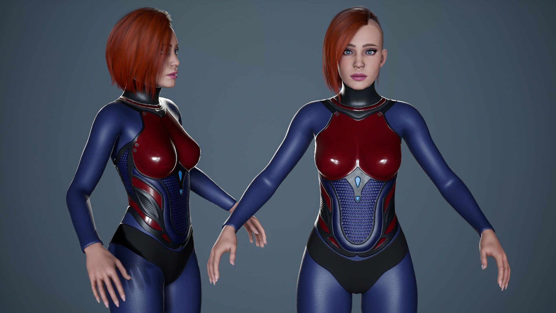 Sci-Fi Female Soldier Modular 01 Low-poly 3D model_30