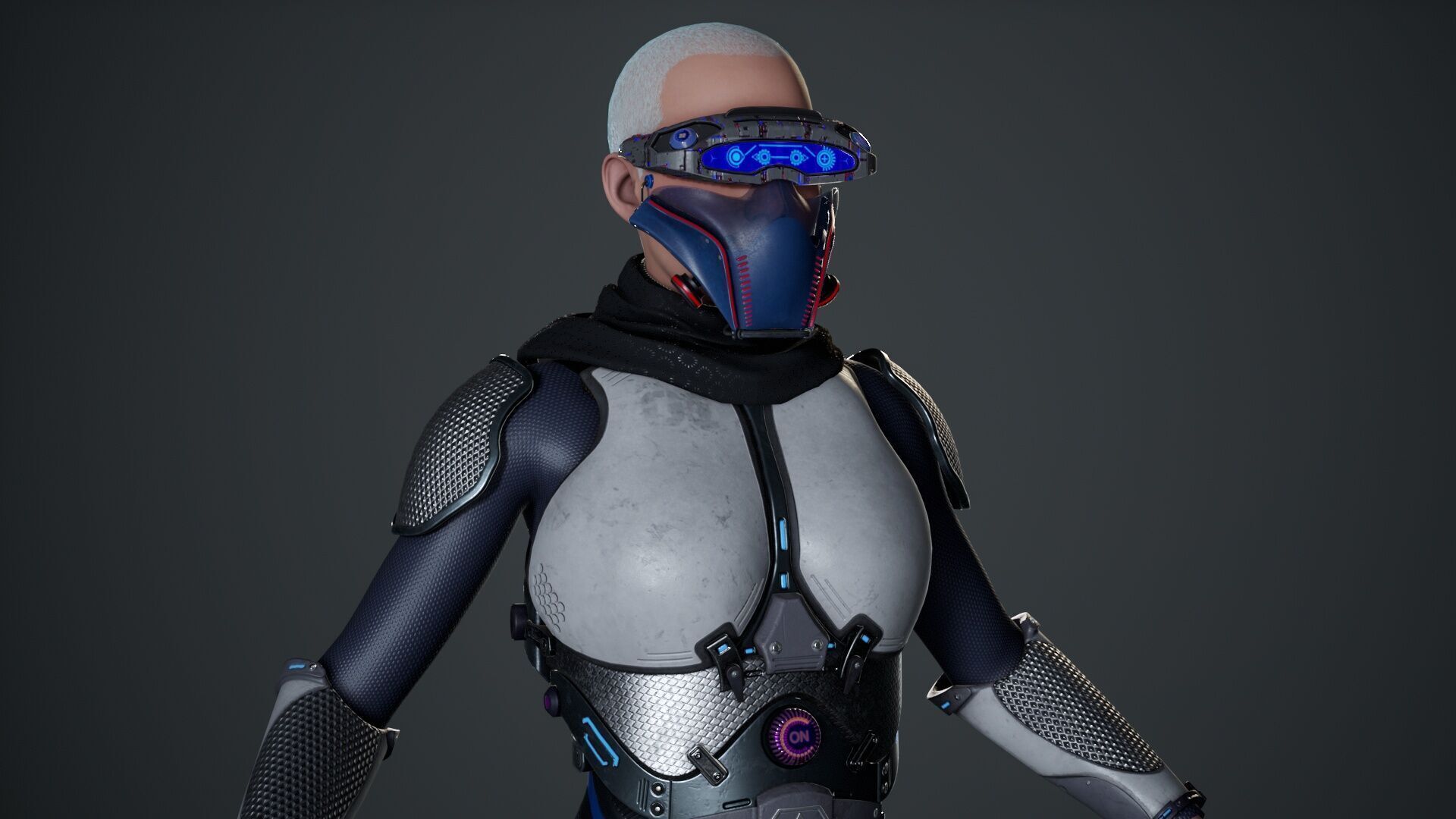 Sci-Fi Female Soldier Modular 01 Low-poly 3D model_6