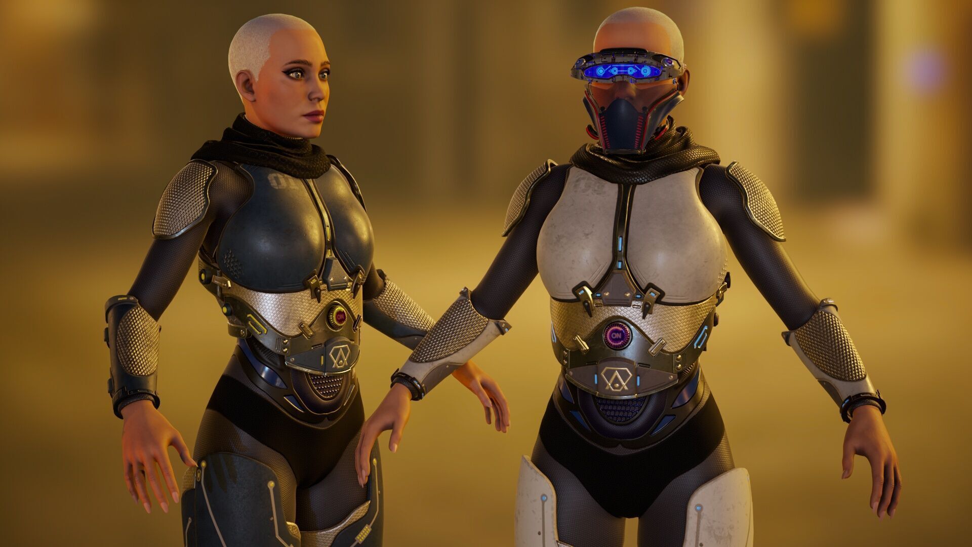 Sci-Fi Female Soldier Modular 01 Low-poly 3D model_9