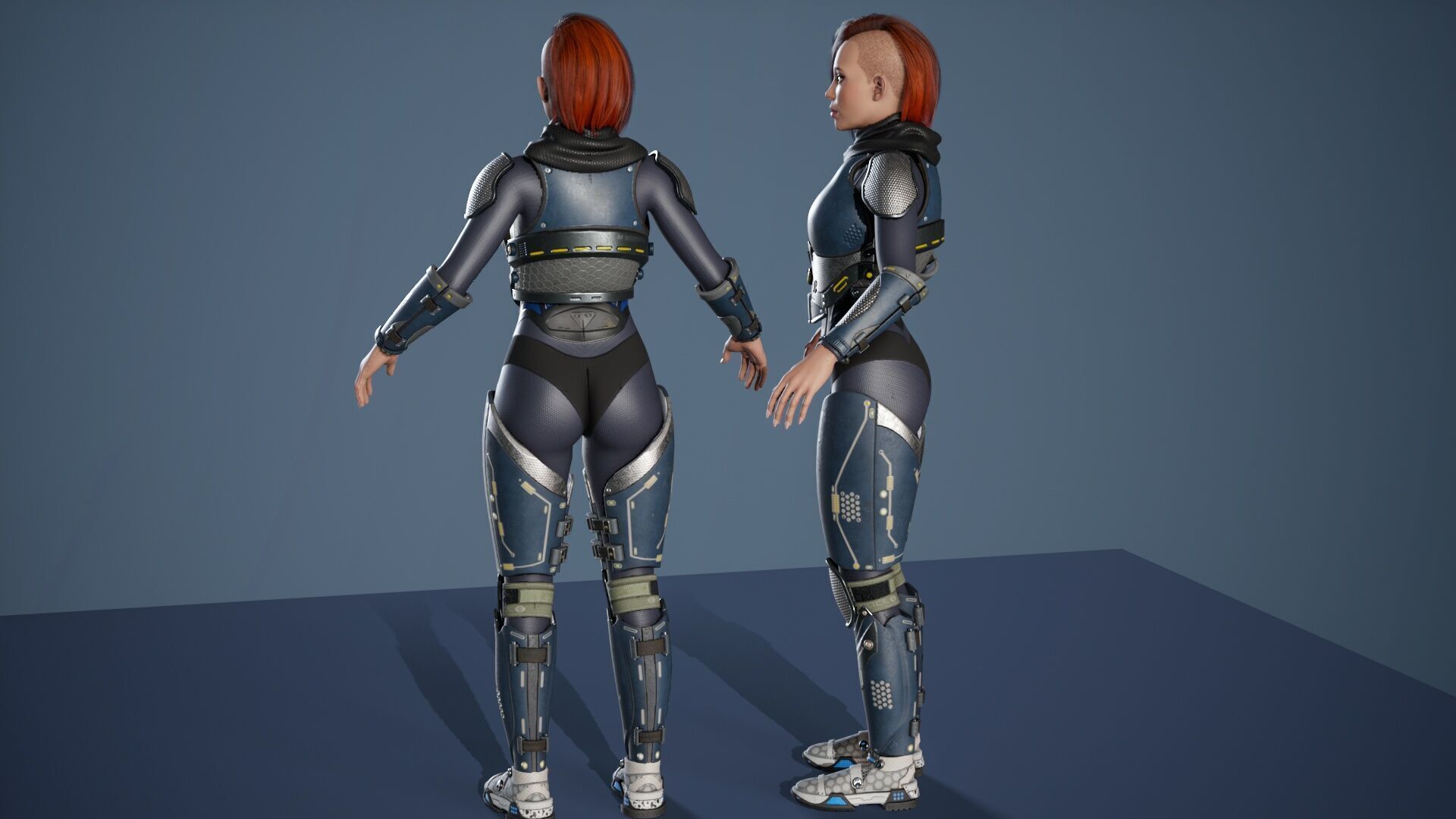 Sci-Fi Female Soldier Modular 01 Low-poly 3D model_31
