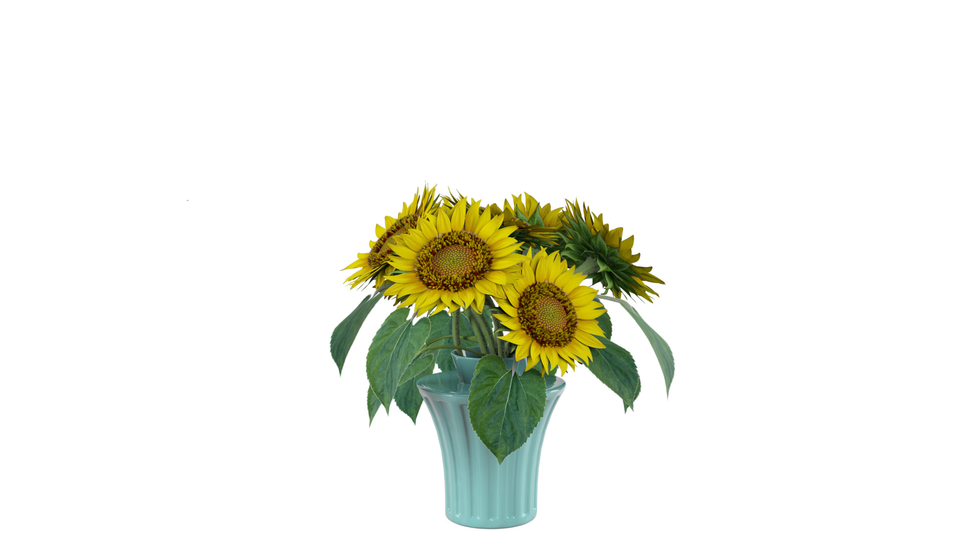 Sunflowers in a vase 3D model_1
