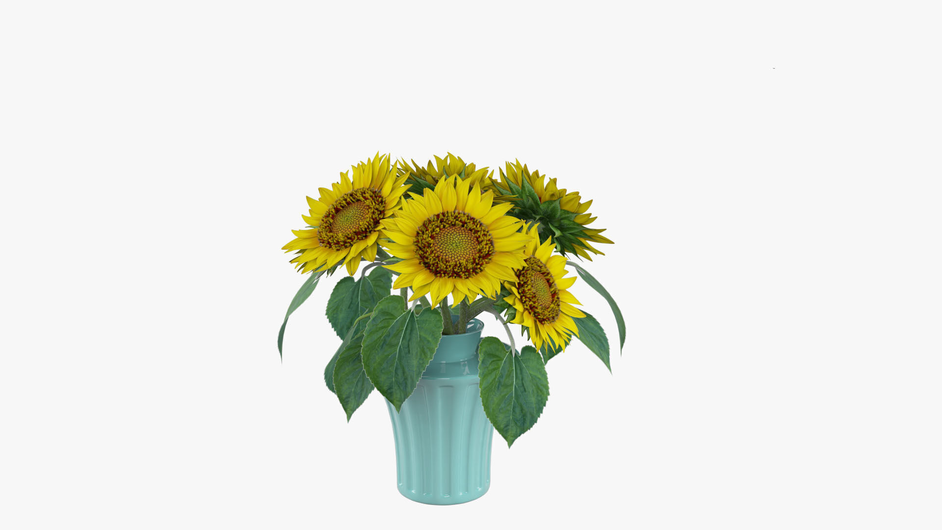 Sunflowers in a vase 3D model_7