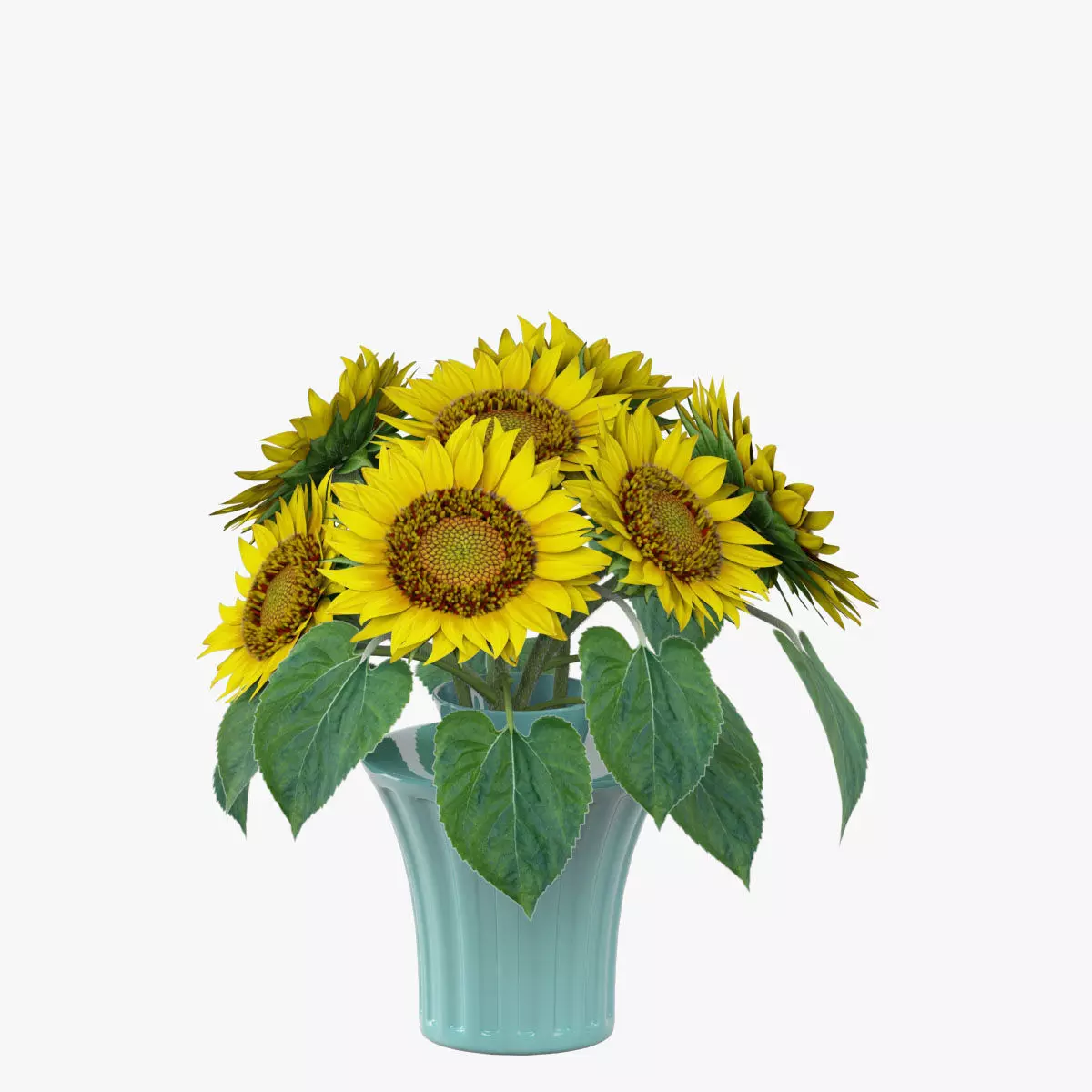 Sunflowers in a vase 3D model_0