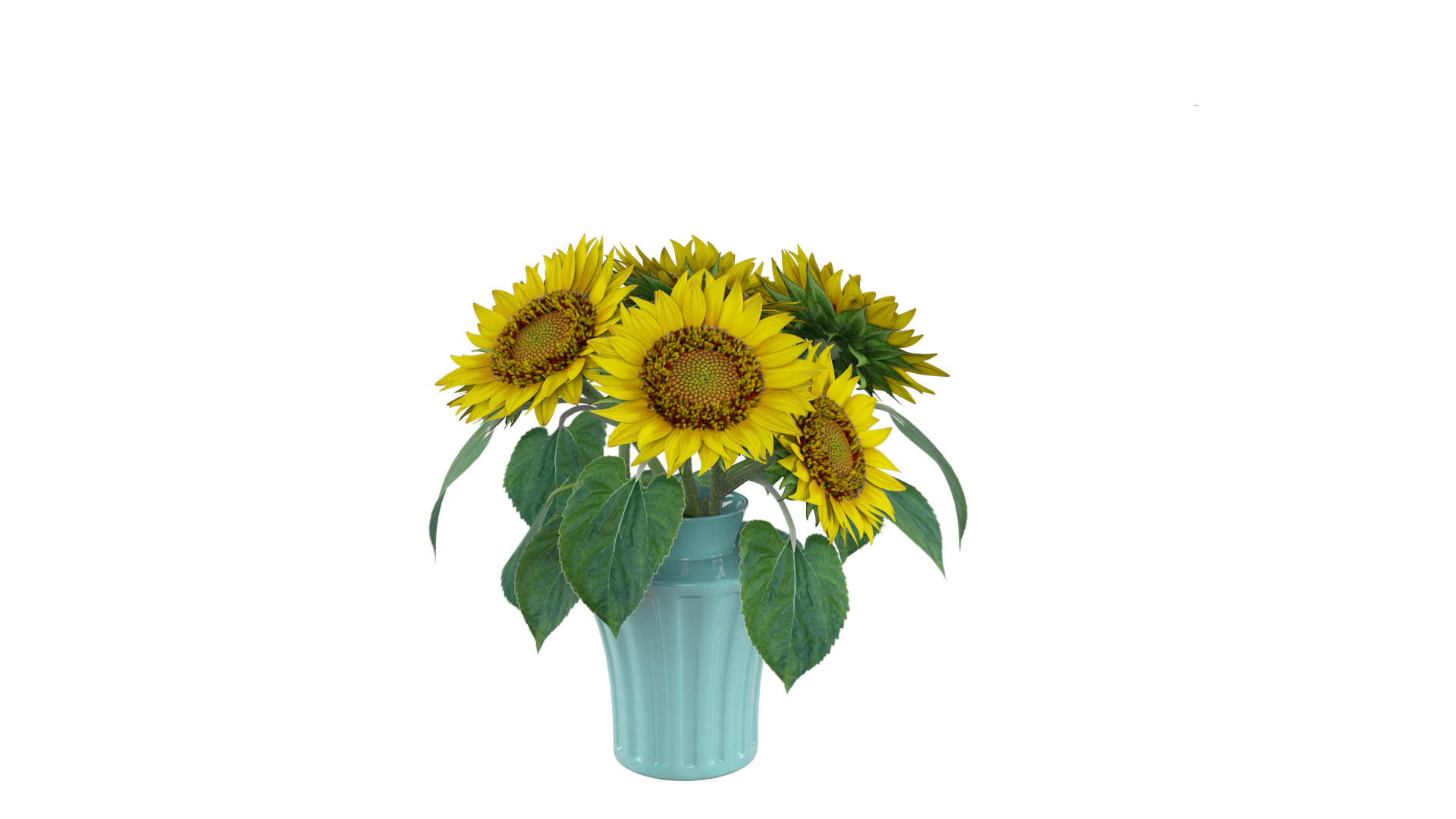 Sunflowers in a vase 3D model_2