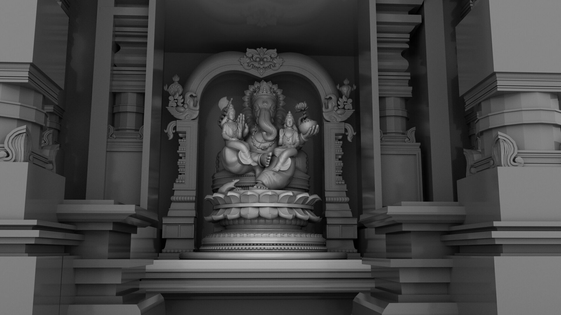 ganesha temple 3D model_9