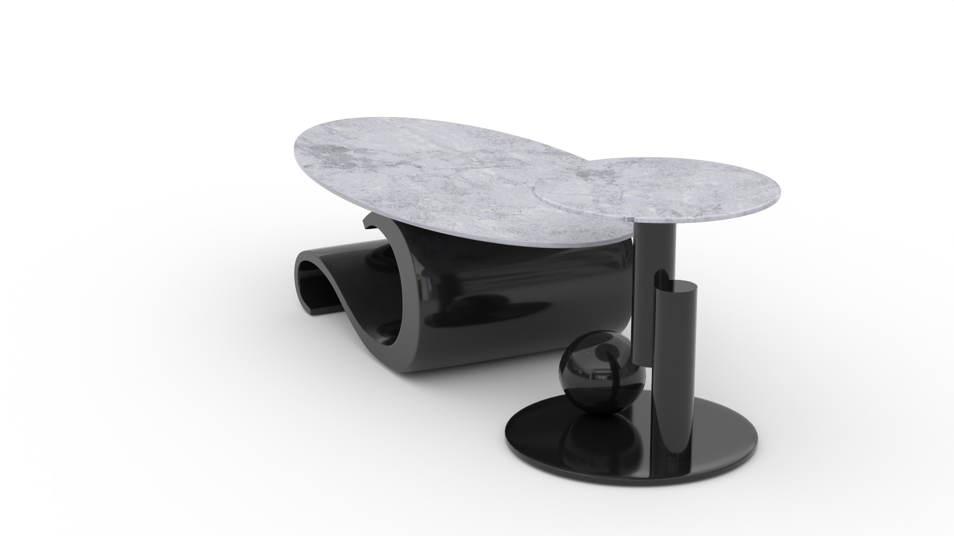 Modern Coffee Table Set Low-poly 3D model_6