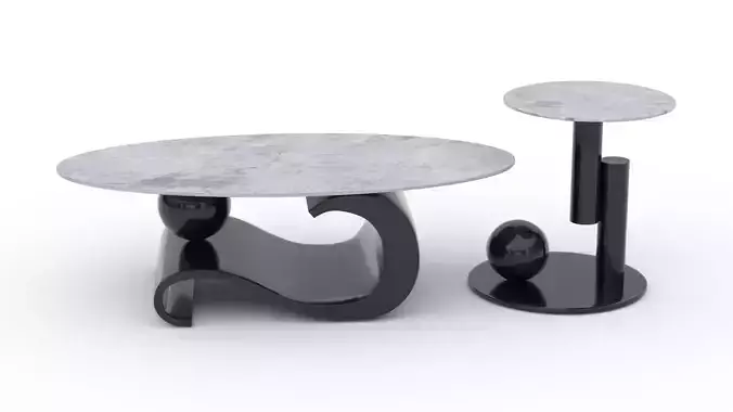 Modern Coffee Table Set Low-poly 3D model