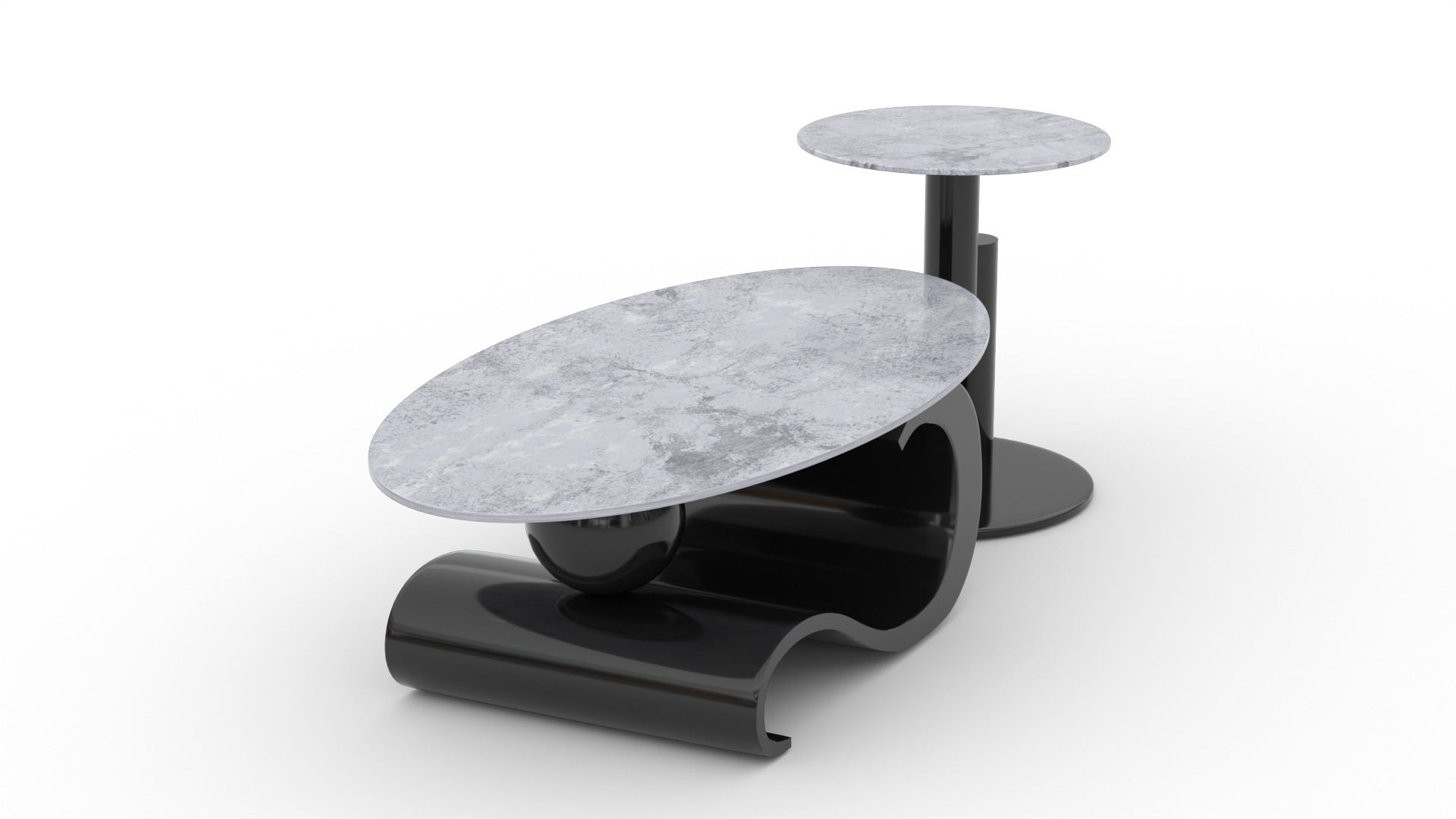 Modern Coffee Table Set Low-poly 3D model_3