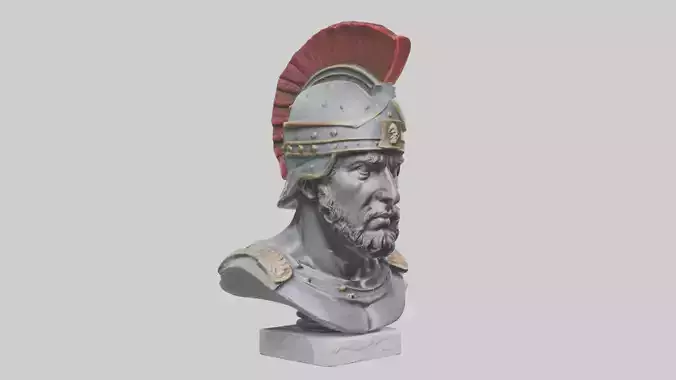 Roman Soldier Bust statue model Low-poly 3D model