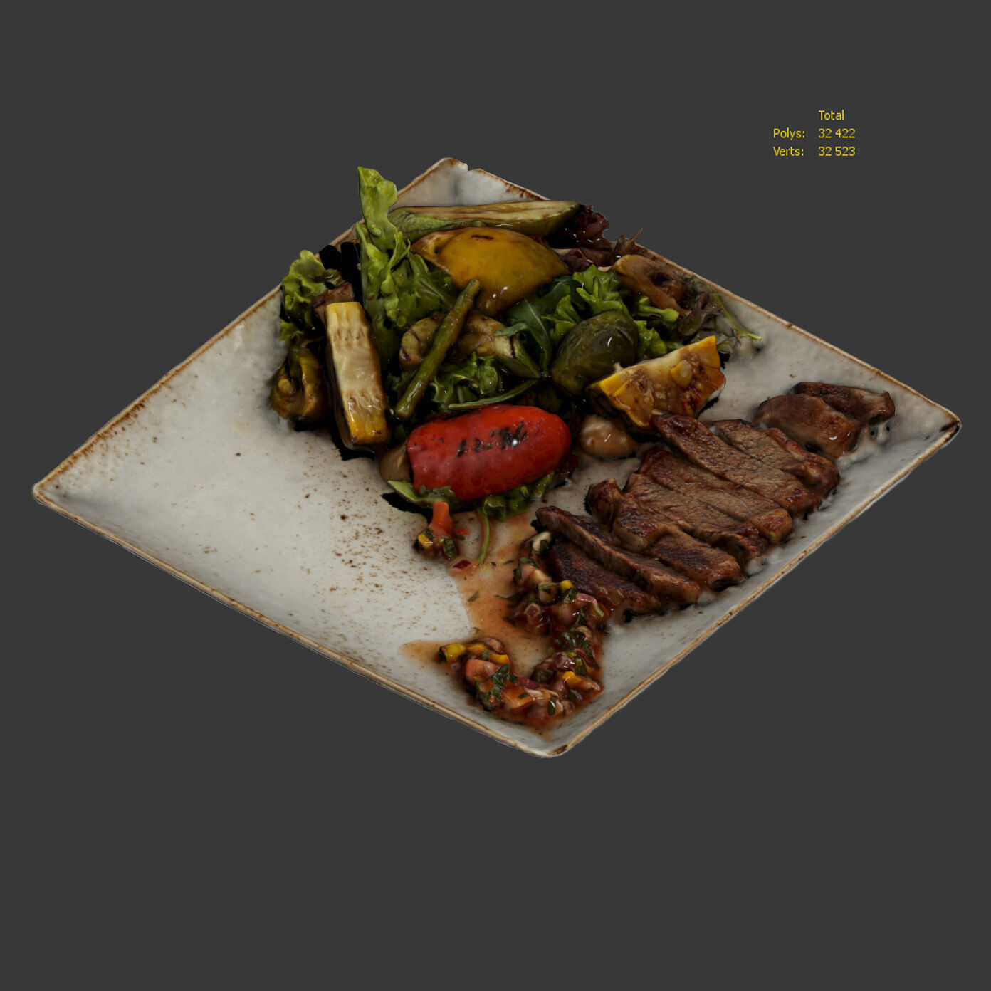 Salad with steak 3D model_3