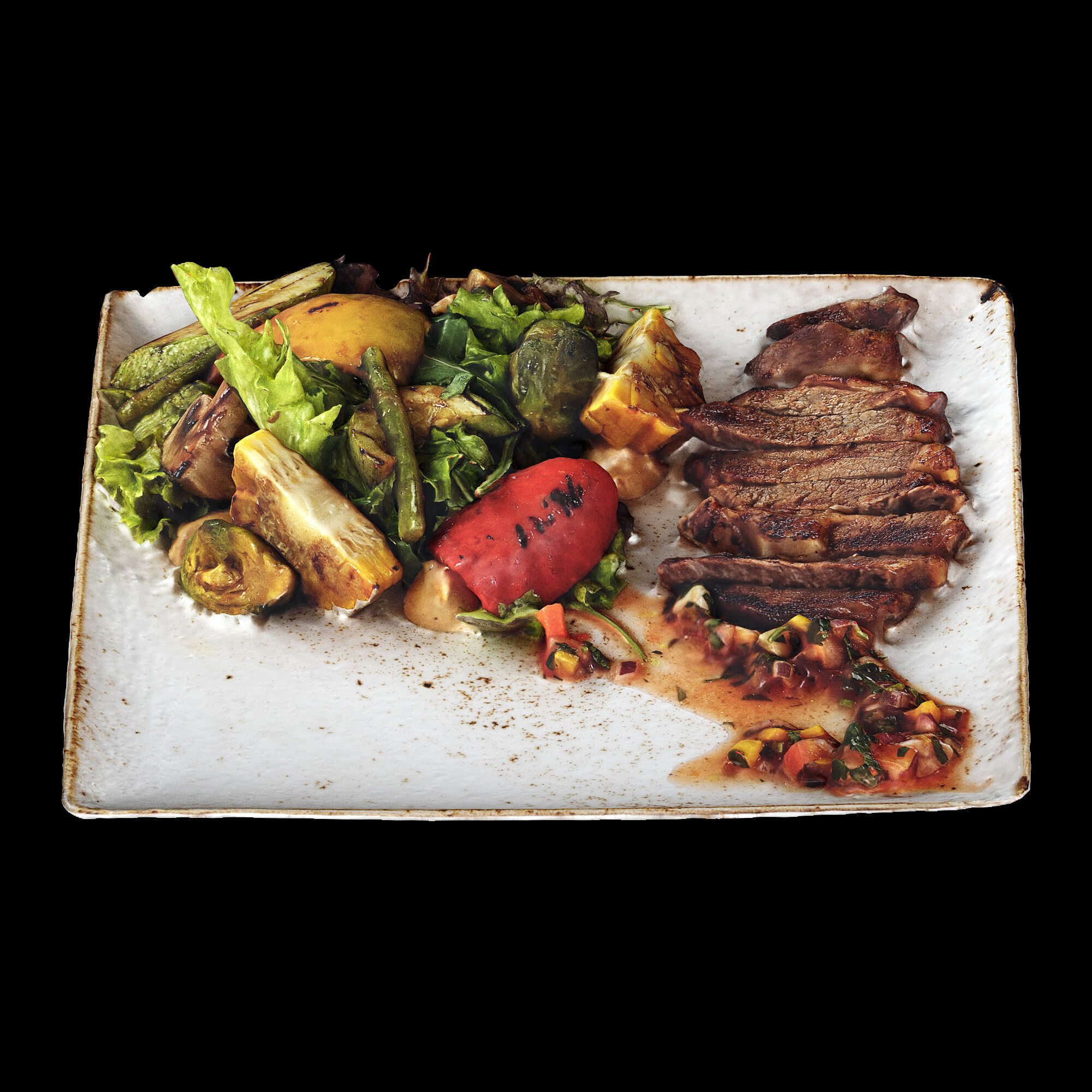 Salad with steak 3D model_1