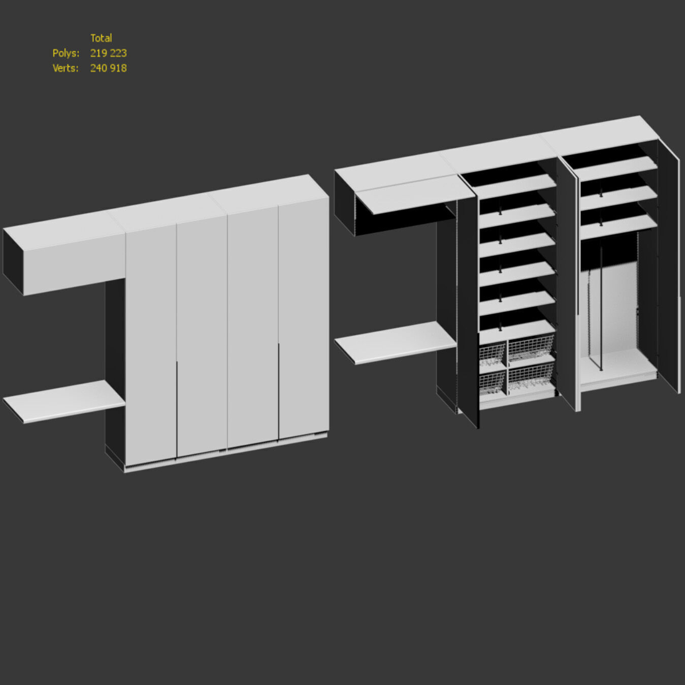 Minimalist wardrobe with storage system 3D model_9