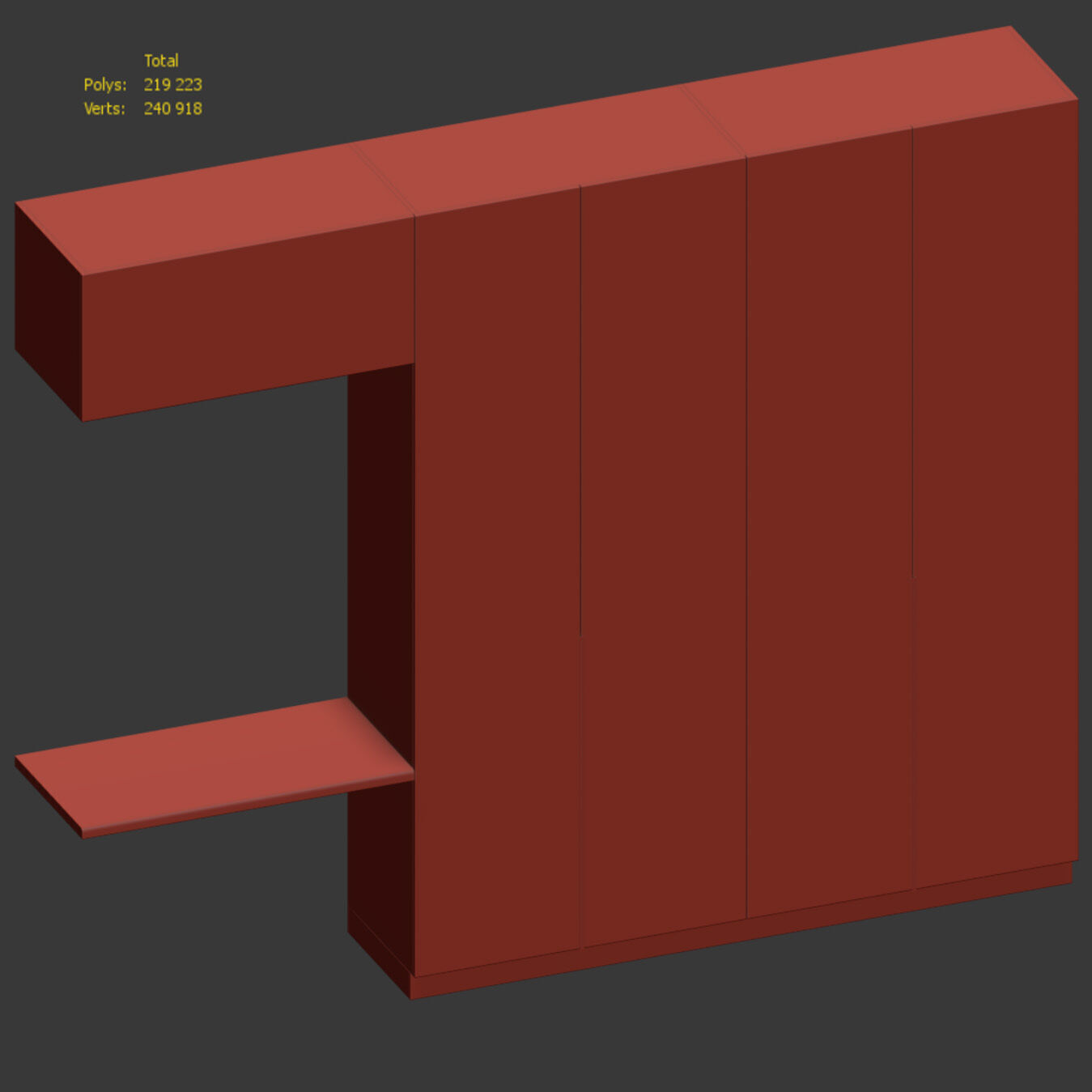 Minimalist wardrobe with storage system 3D model_11