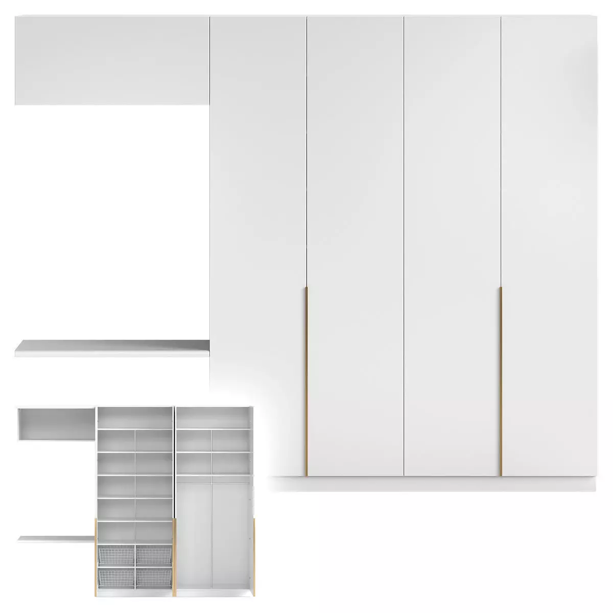 Minimalist wardrobe with storage system 3D model_0