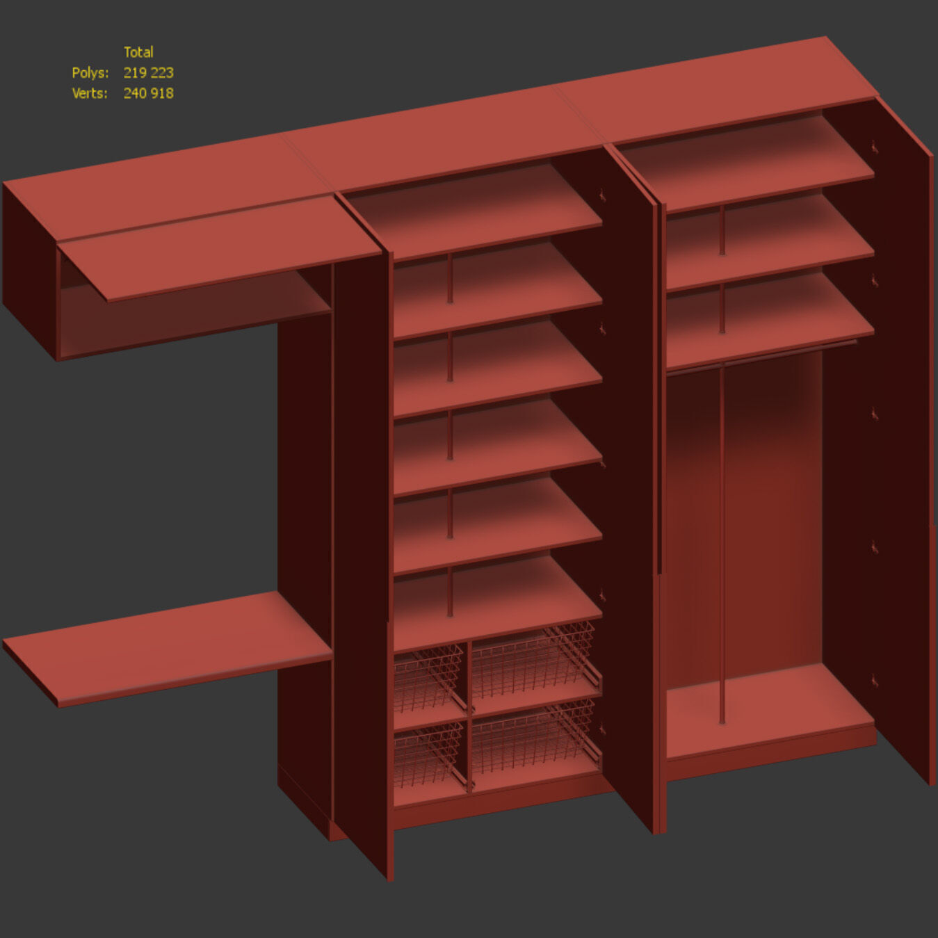 Minimalist wardrobe with storage system 3D model_10