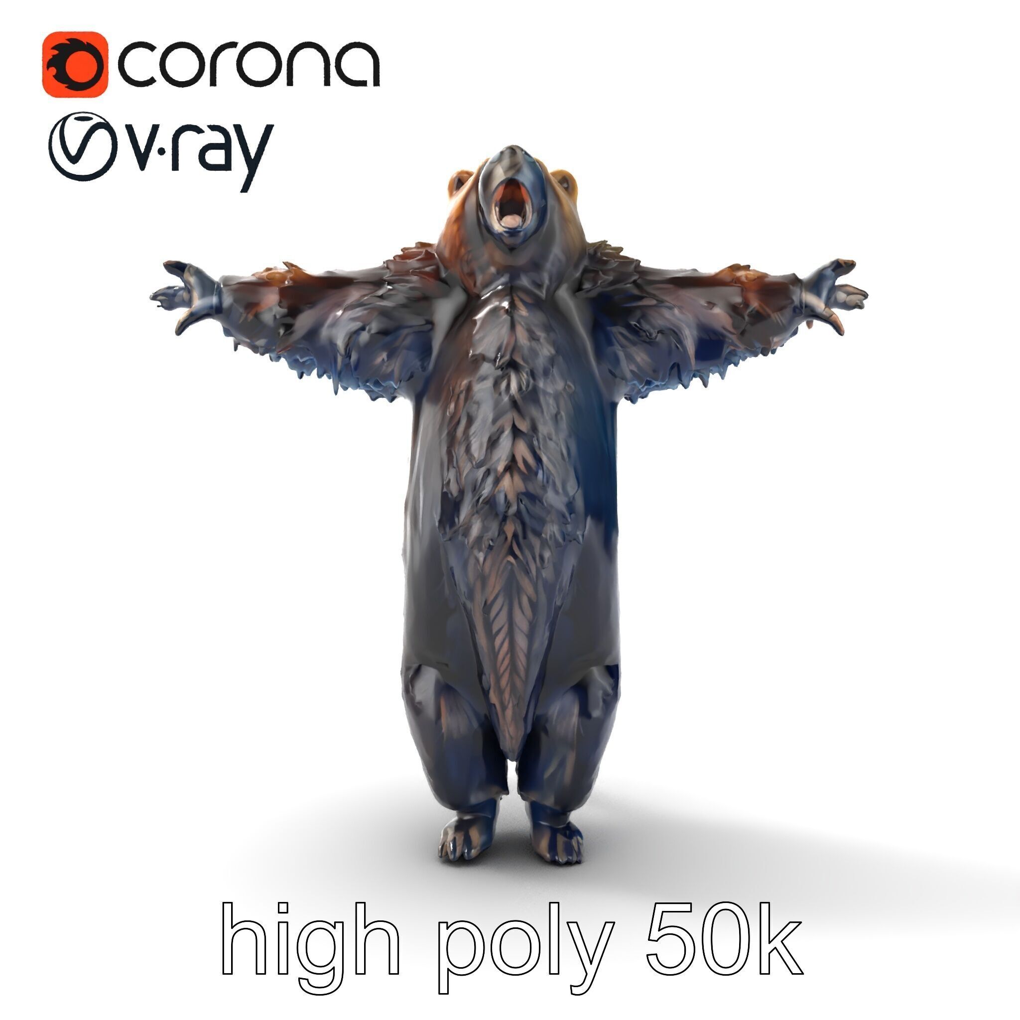 Grizzly Bear Forest Creature model pack Low-poly 3D model_11