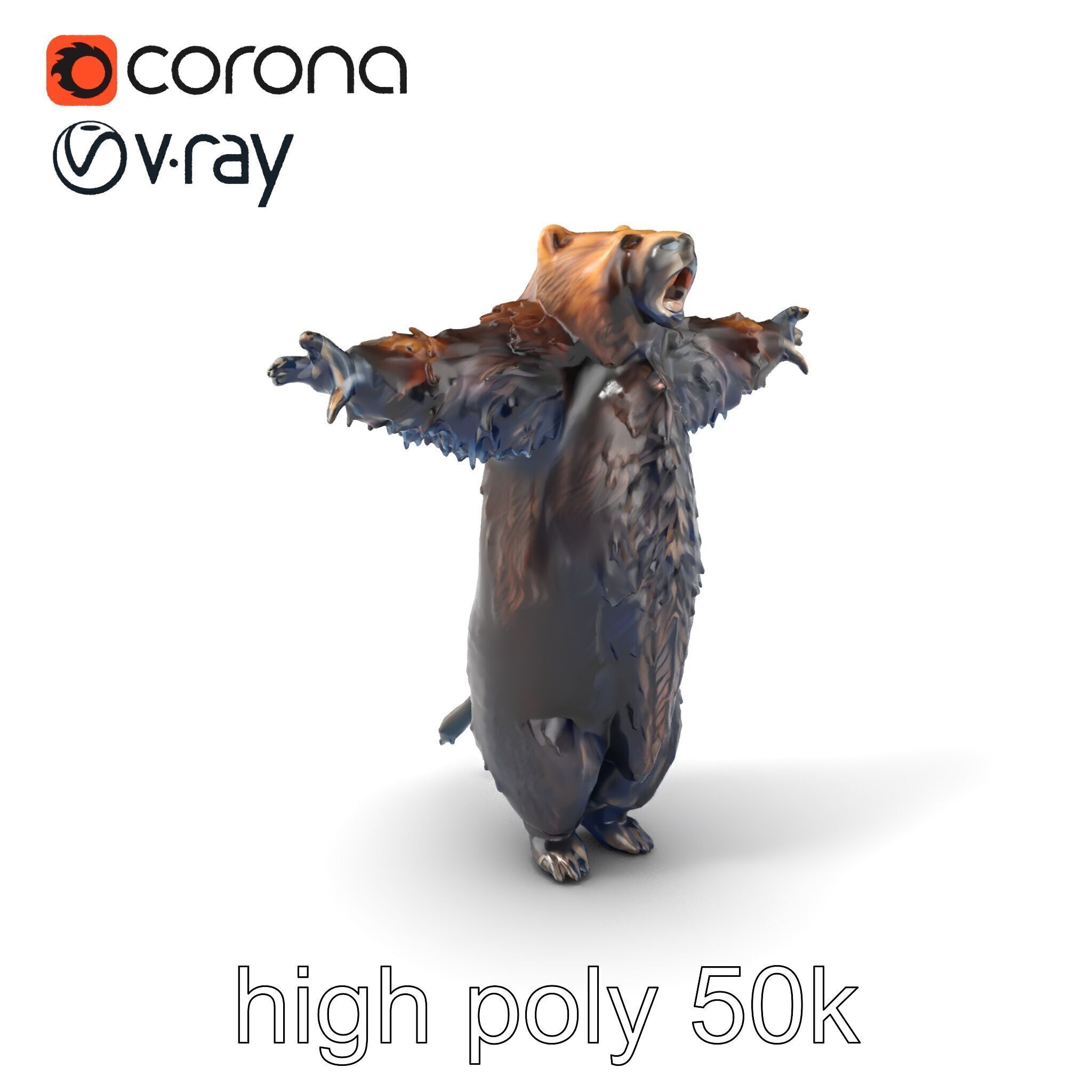 Grizzly Bear Forest Creature model pack Low-poly 3D model_2