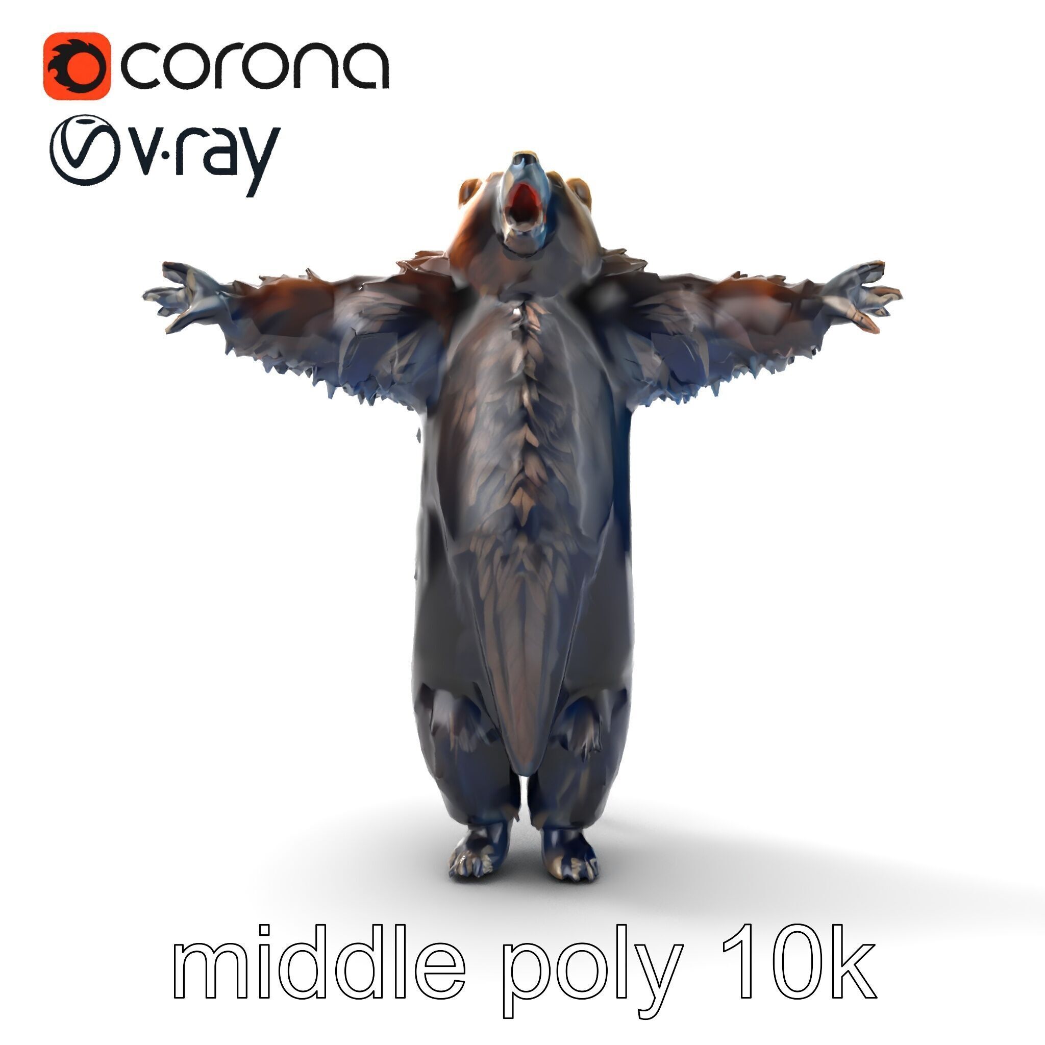 Grizzly Bear Forest Creature model pack Low-poly 3D model_12
