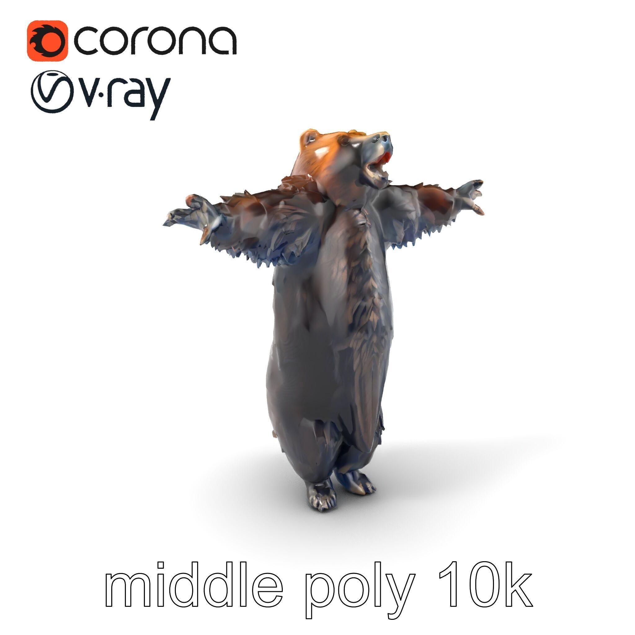 Grizzly Bear Forest Creature model pack Low-poly 3D model_3