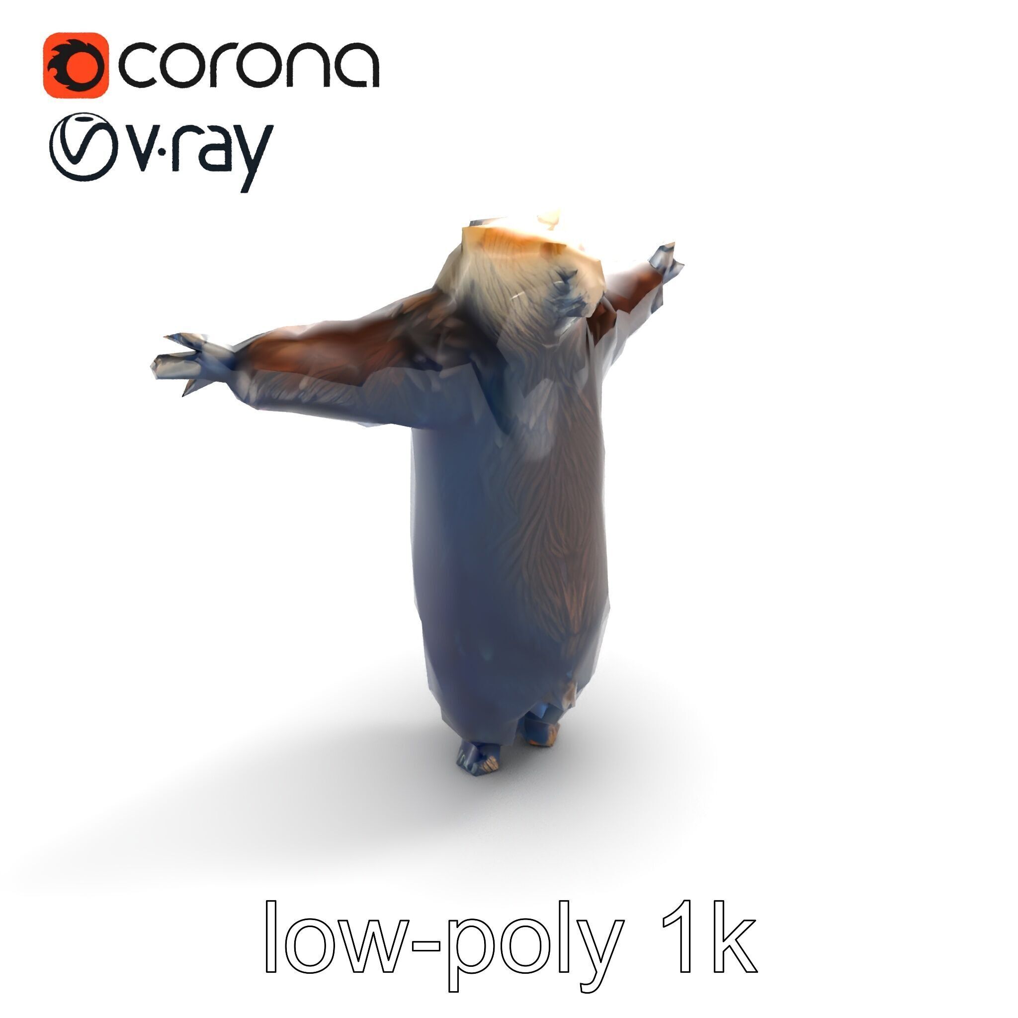 Grizzly Bear Forest Creature model pack Low-poly 3D model_7
