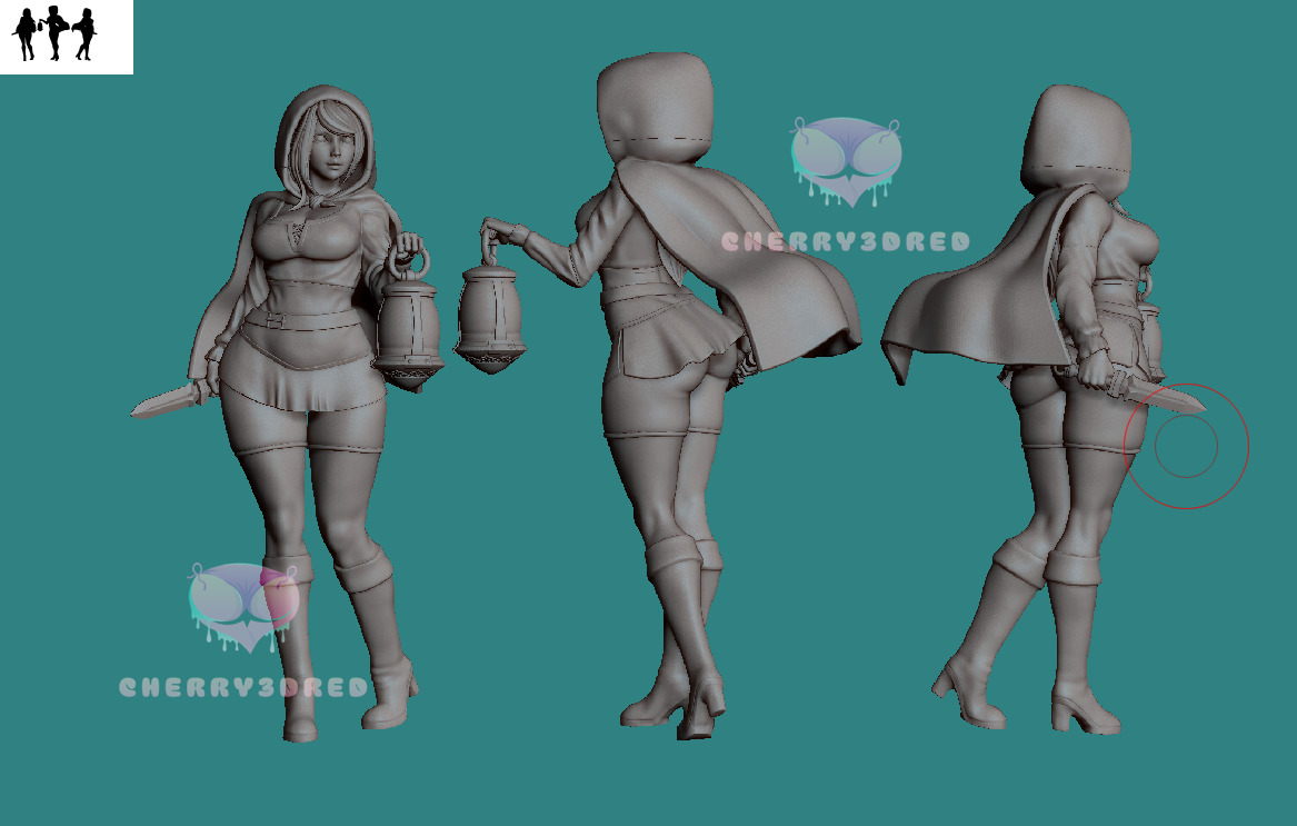 NSFW Red Riding Hood 3d Print STL Non and Pre Supported version 3D print model_8