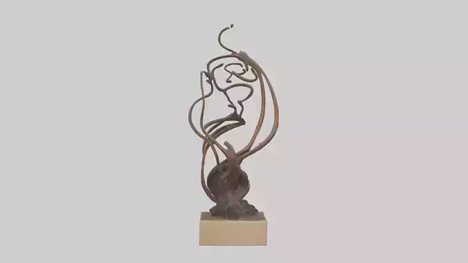 Rooted Flow sculpture model Low-poly 3D model