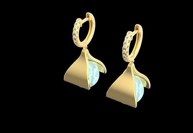 Hoop Earrings with Drop Mother Of  Pearl 3D print model