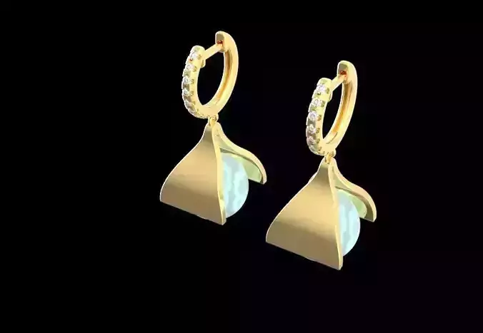 Hoop Earrings with Drop Mother Of  Pearl