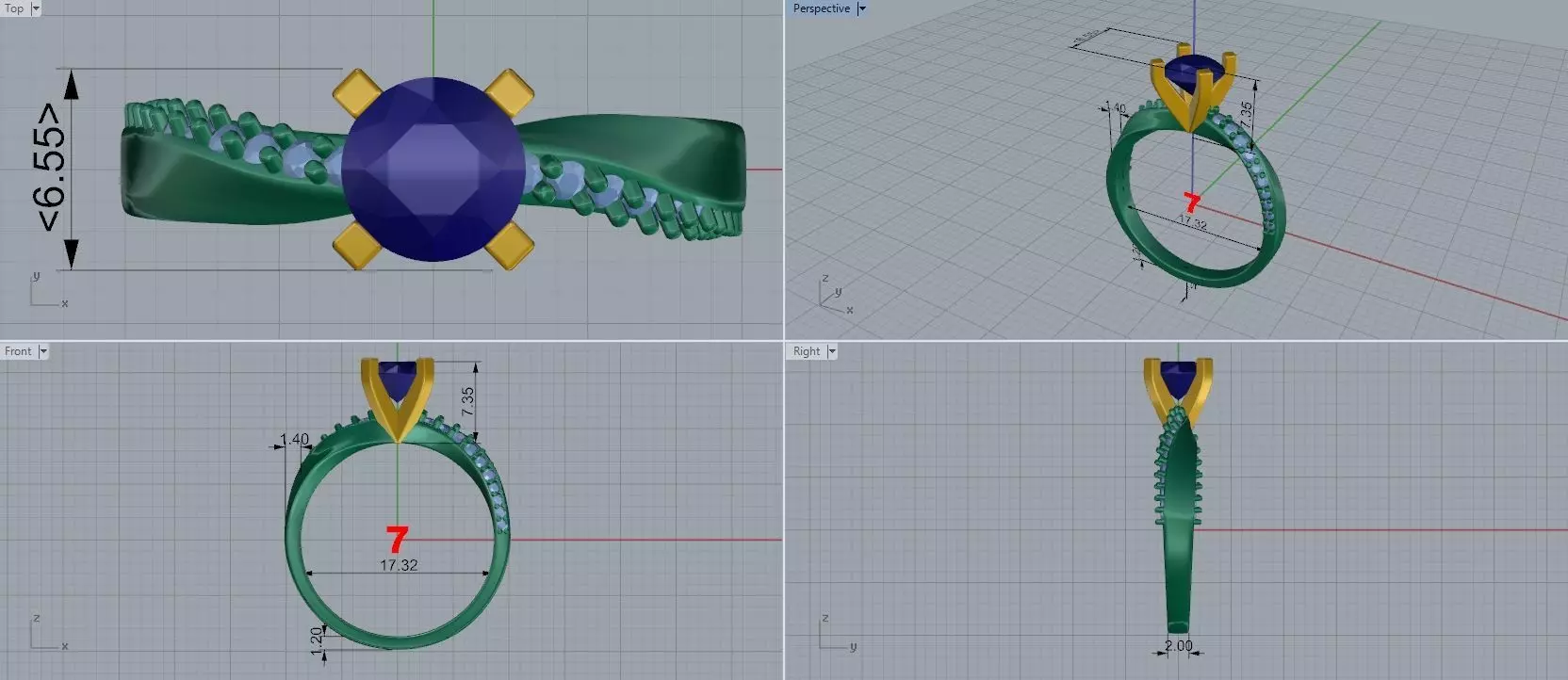 Engagement Wedding Ring 122 3D print model_5