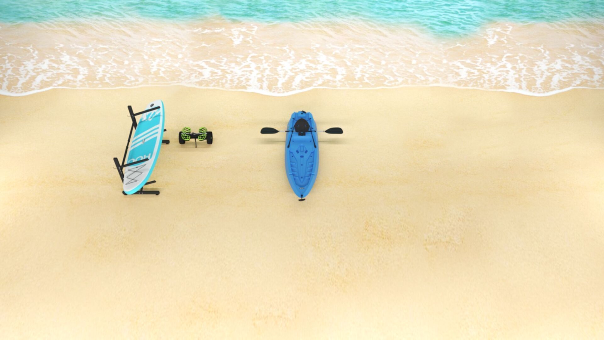 Lifetime Lotus Sit-On-Top Kayak with Paddle Low-poly 3D model_1