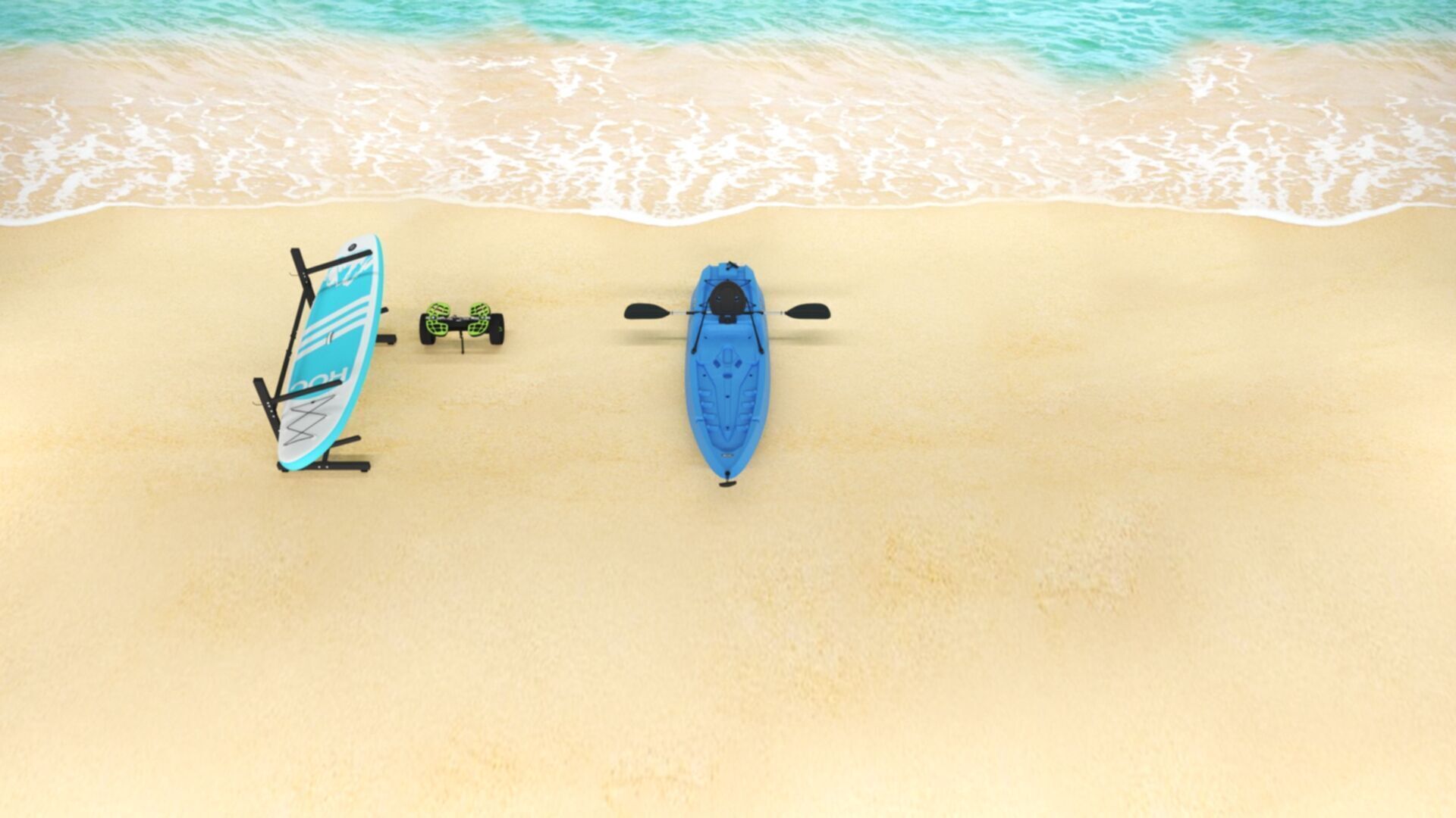 Lifetime Lotus Sit-On-Top Kayak with Paddle Low-poly 3D model_2