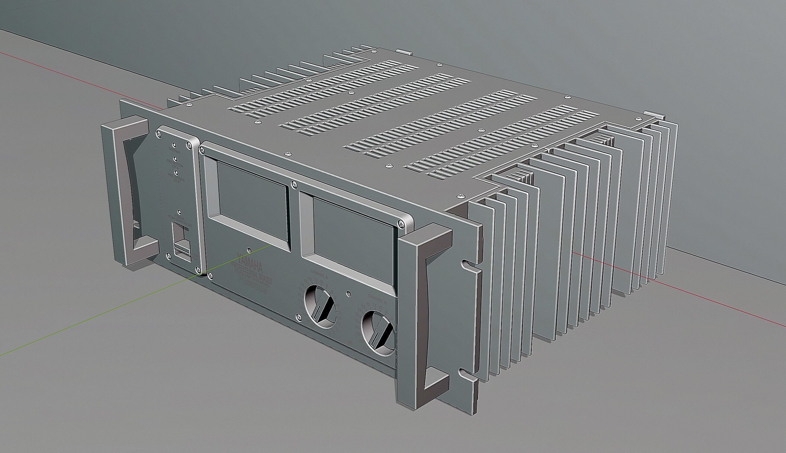 Japanese Vintage Pro Amplifier 3D model_5