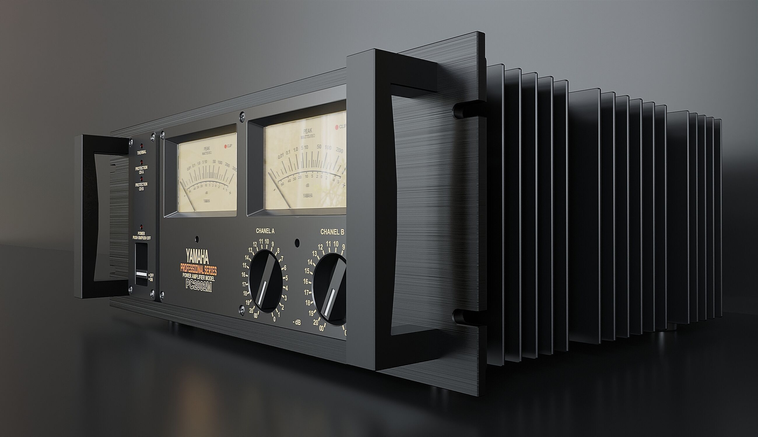Japanese Vintage Pro Amplifier 3D model_2